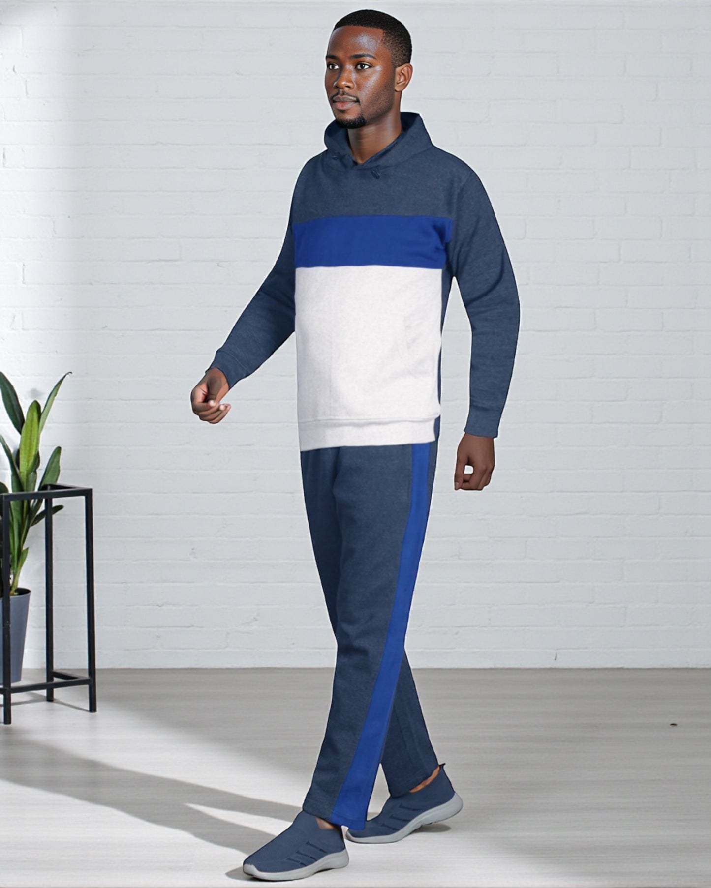 Men’s 2-piece Heavy Duty & matching Sweatpants Pullover Hoodie suit with stand