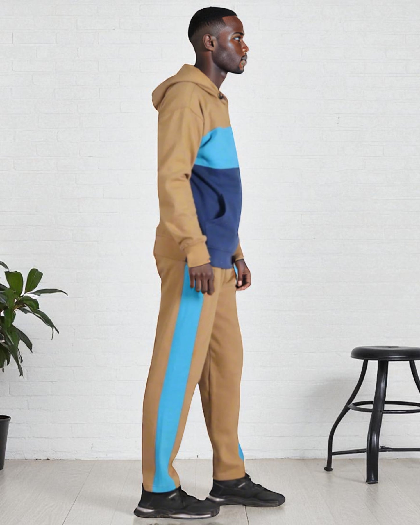 Men’s 2-piece Heavy Duty & matching Sweatpants Pullover Hoodie suit with stand