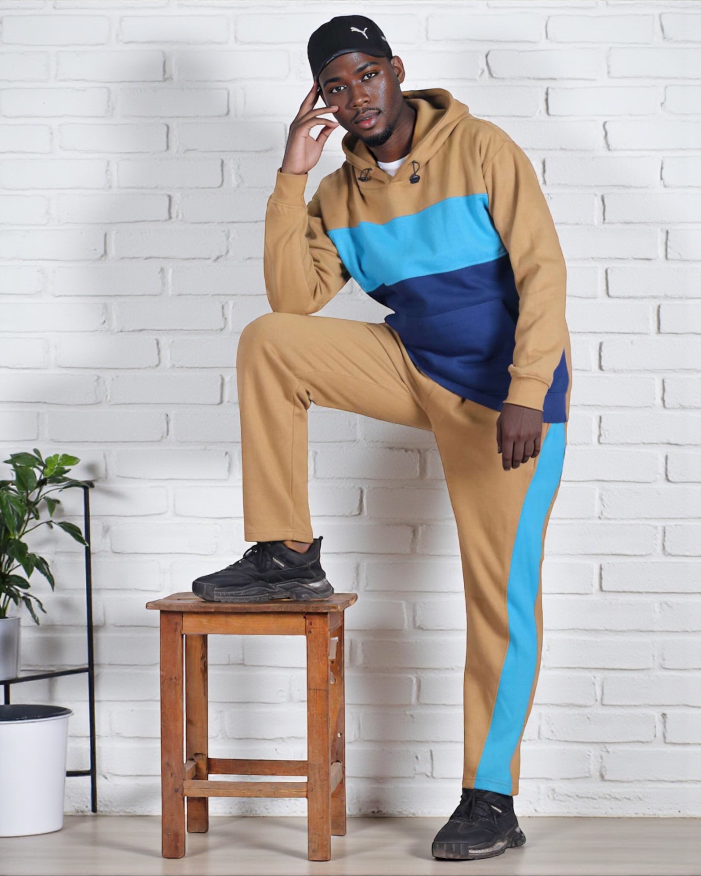 Men’s 2-piece Heavy Duty & matching Sweatpants Pullover Hoodie suit with stand
