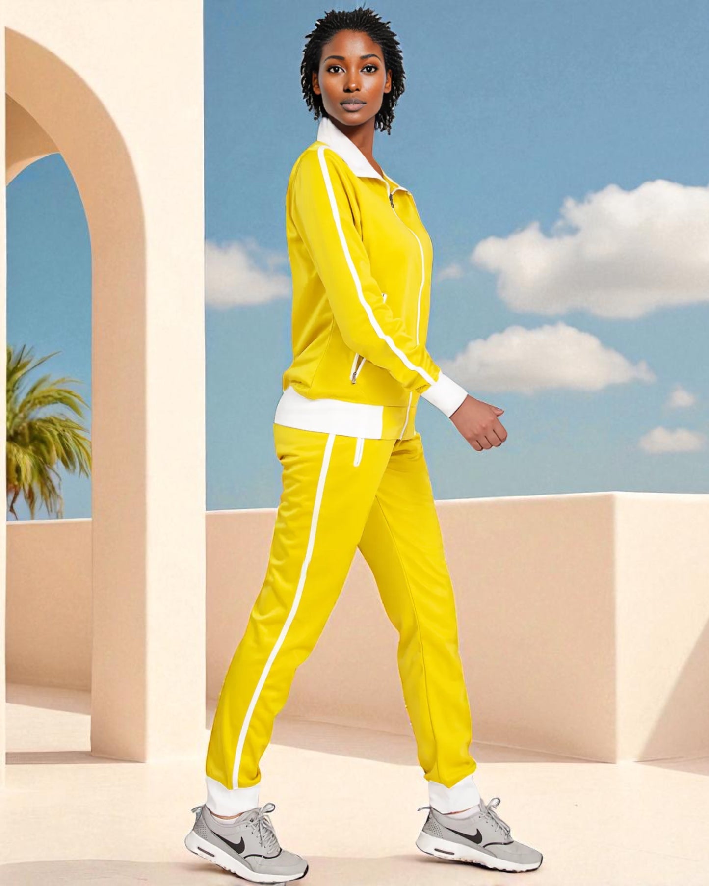 Women's 2-Piece Sunshine Jogger Tracksuit Track Jacket and Track Pants