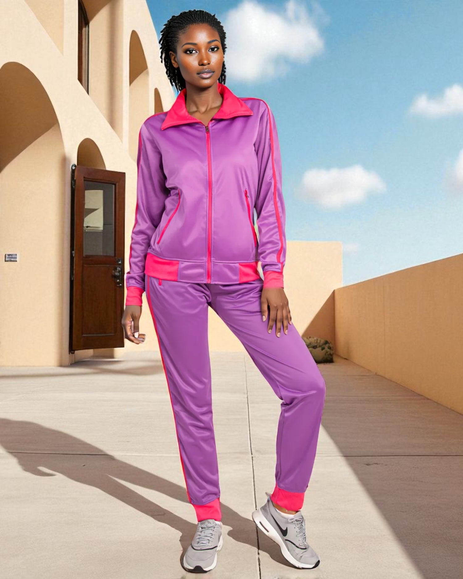Women's 2-Piece Sunshine Jogger Tracksuit Track Jacket and Track Pants