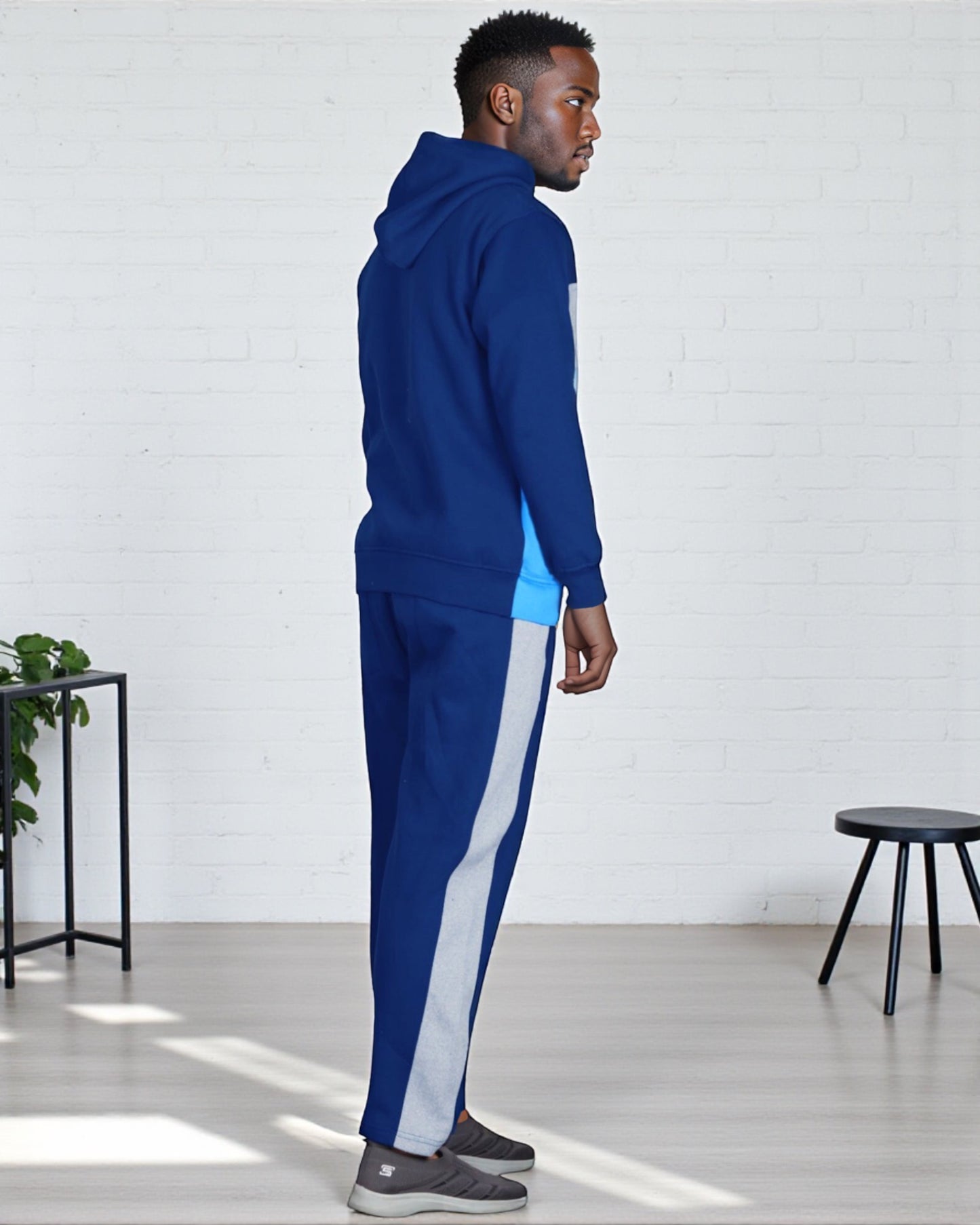 Men’s 2-piece Heavy Duty & matching Sweatpants Pullover Hoodie suit with stand