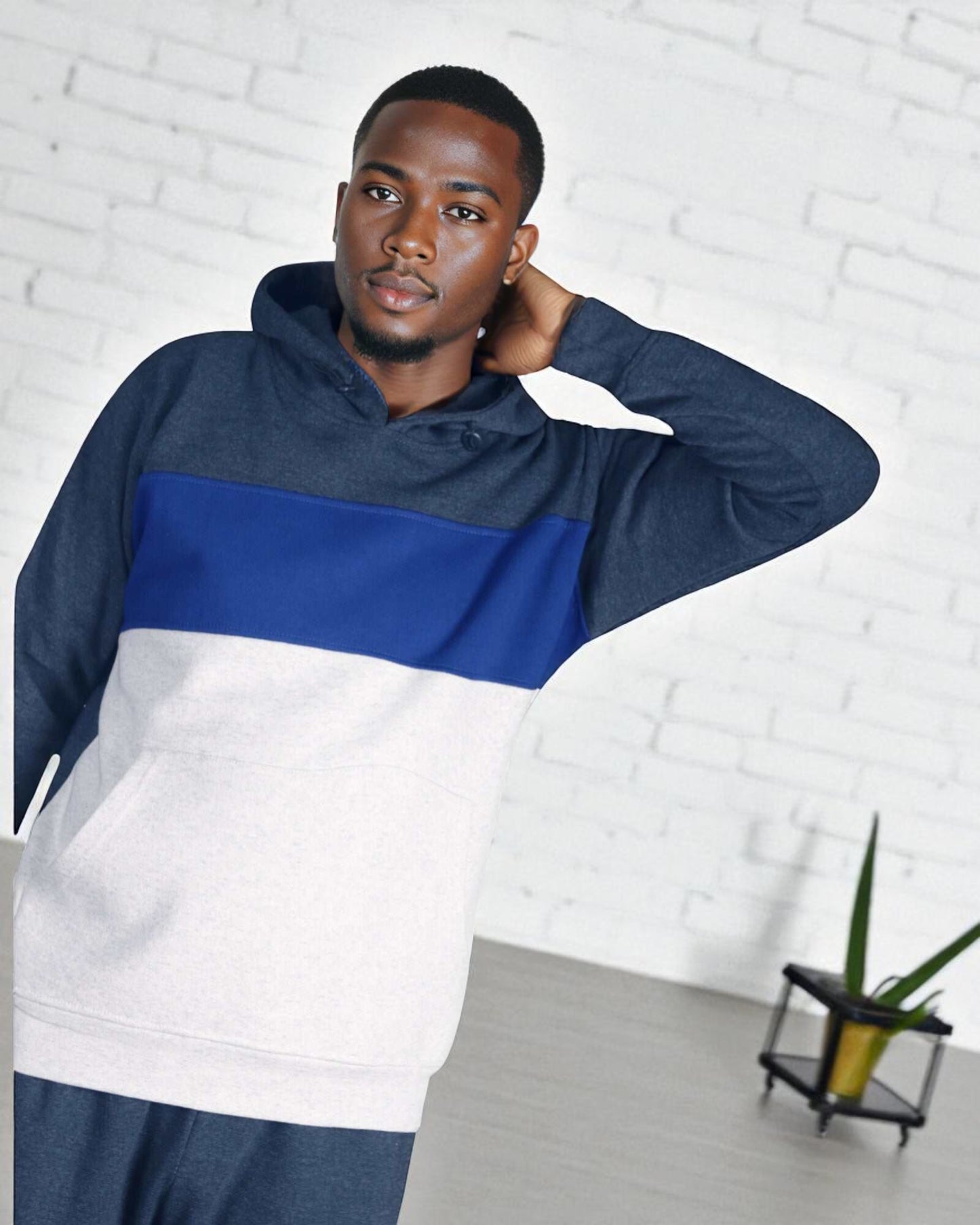 Men’s 2-piece Heavy Duty & matching Sweatpants Pullover Hoodie suit with stand