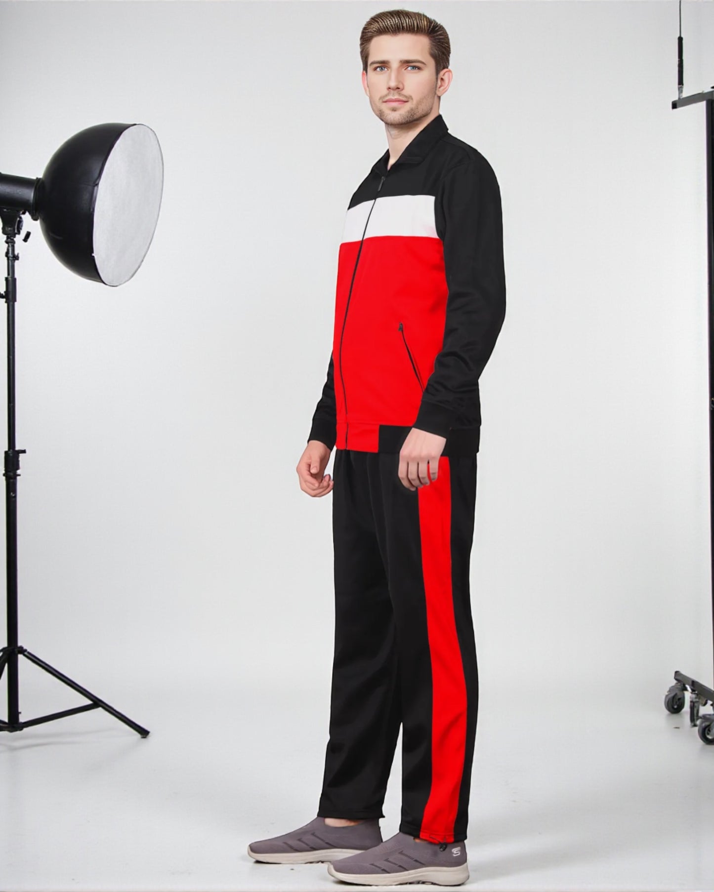 Men’s 2-Piece Tracksuit Traditional Coral Blocks Active Track Jacket and Track pants Outfit