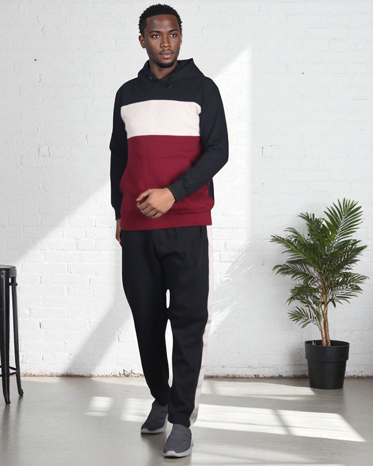 Men’s 2-piece Heavy Duty & matching Sweatpants Pullover Hoodie suit with stand
