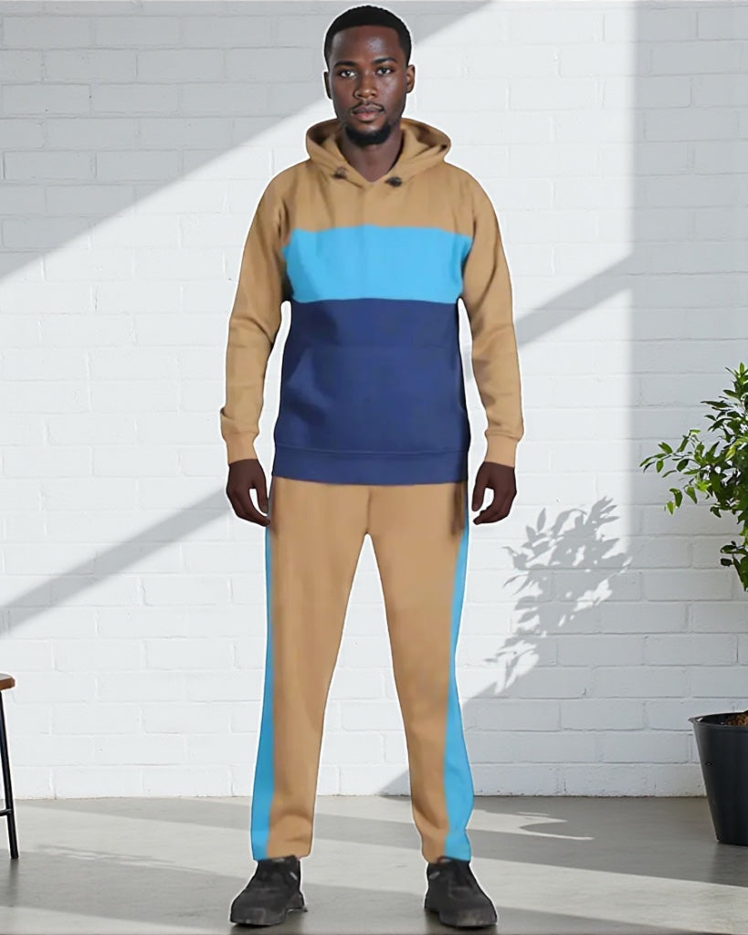 Men’s 2-piece Heavy Duty & matching Sweatpants Pullover Hoodie suit with stand