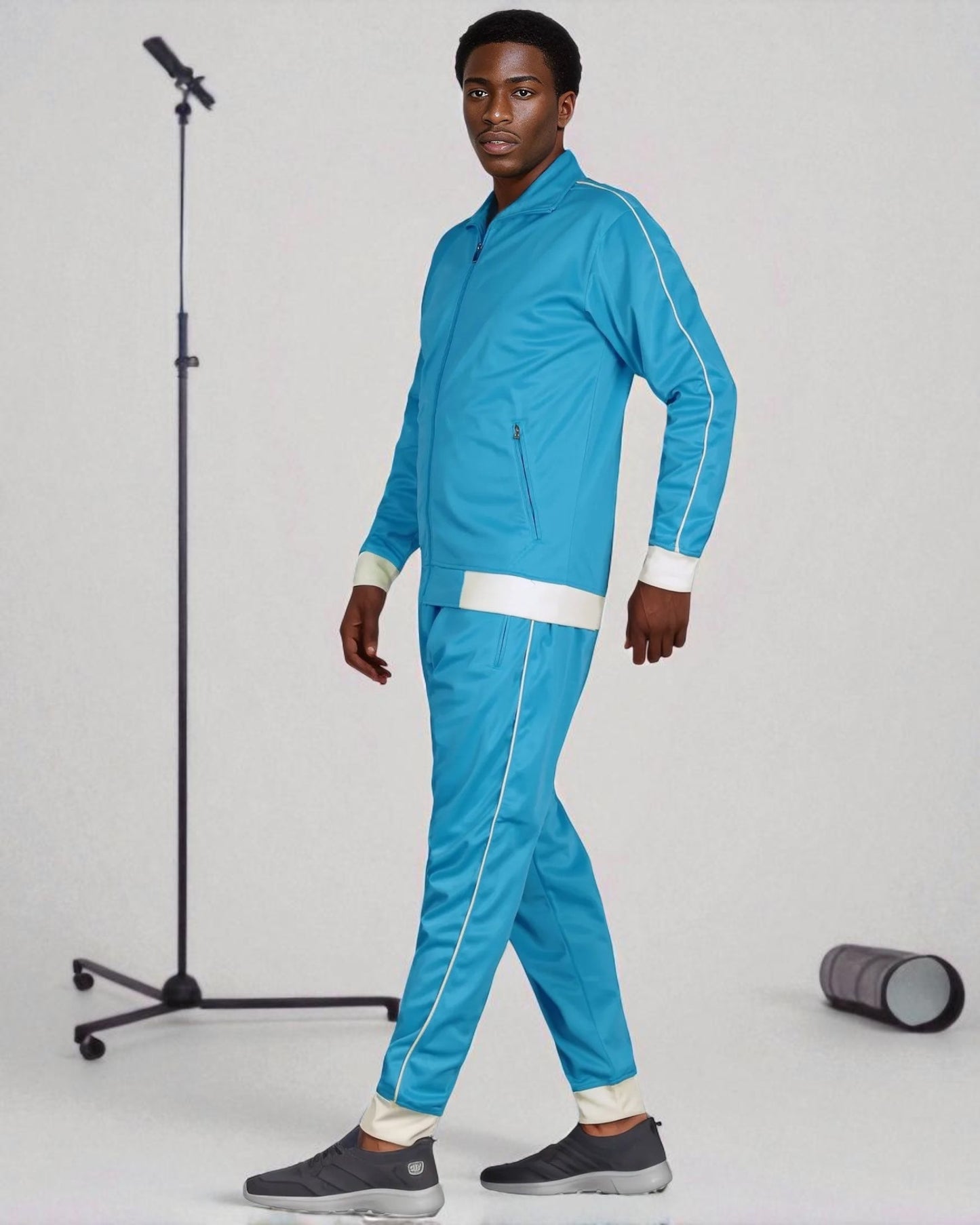 Men 2-piece Classic Jogger Tracksuit Track Jacket & Trackpants Solid Plain Outfit