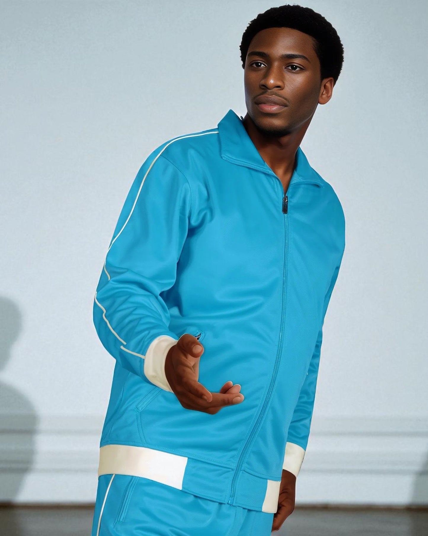 Men 2-piece Classic Jogger Tracksuit Track Jacket & Trackpants Solid Plain Outfit