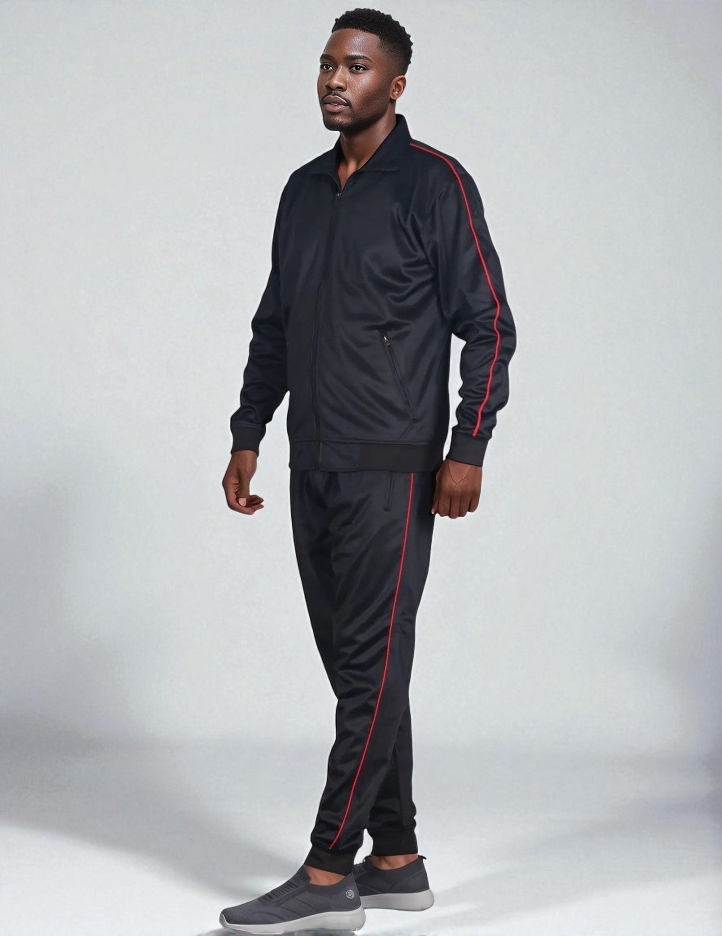 Men 2-piece Classic Jogger Tracksuit Track Jacket & Trackpants Solid Plain Outfit