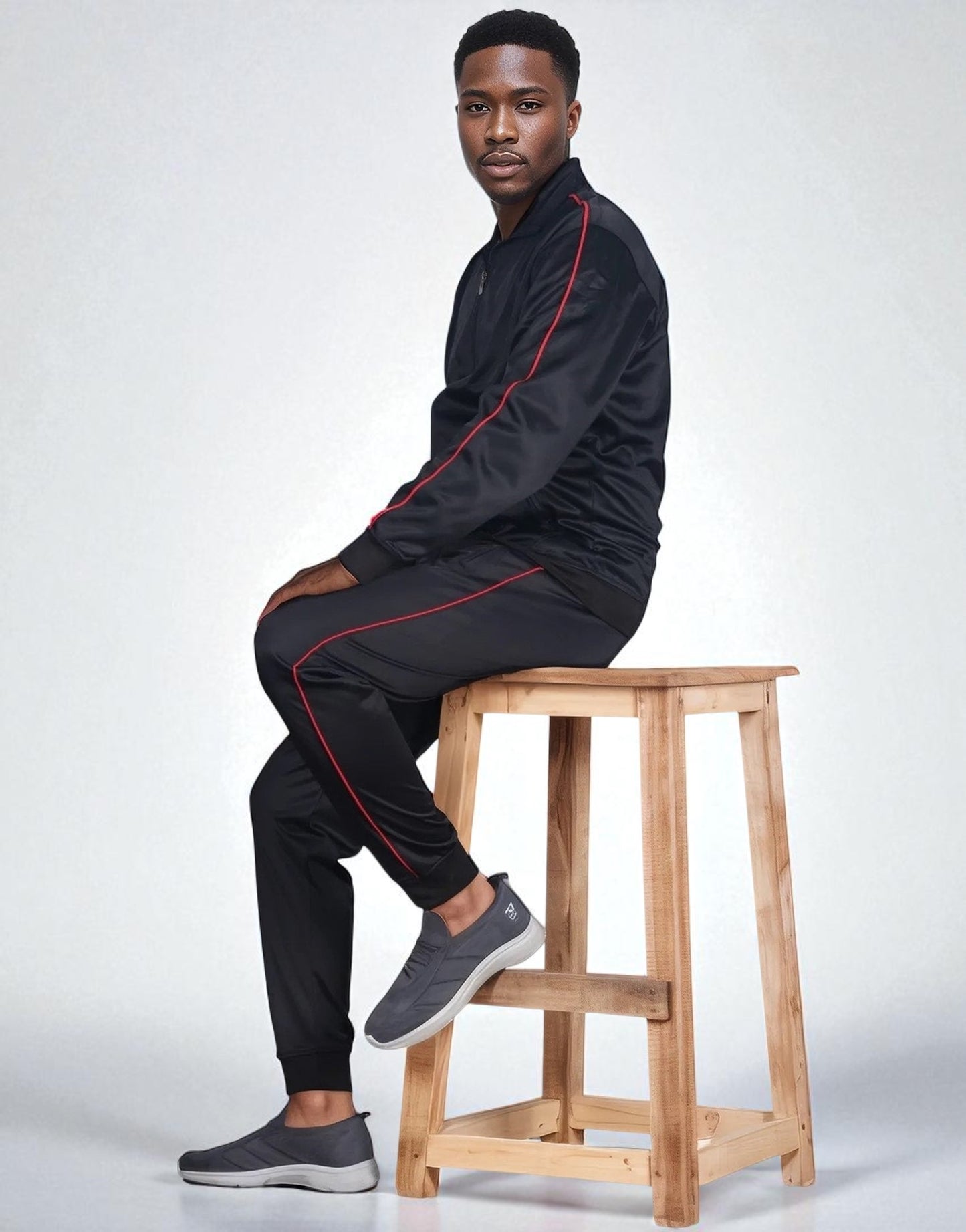 Men 2-piece Classic Jogger Tracksuit Track Jacket & Trackpants Solid Plain Outfit