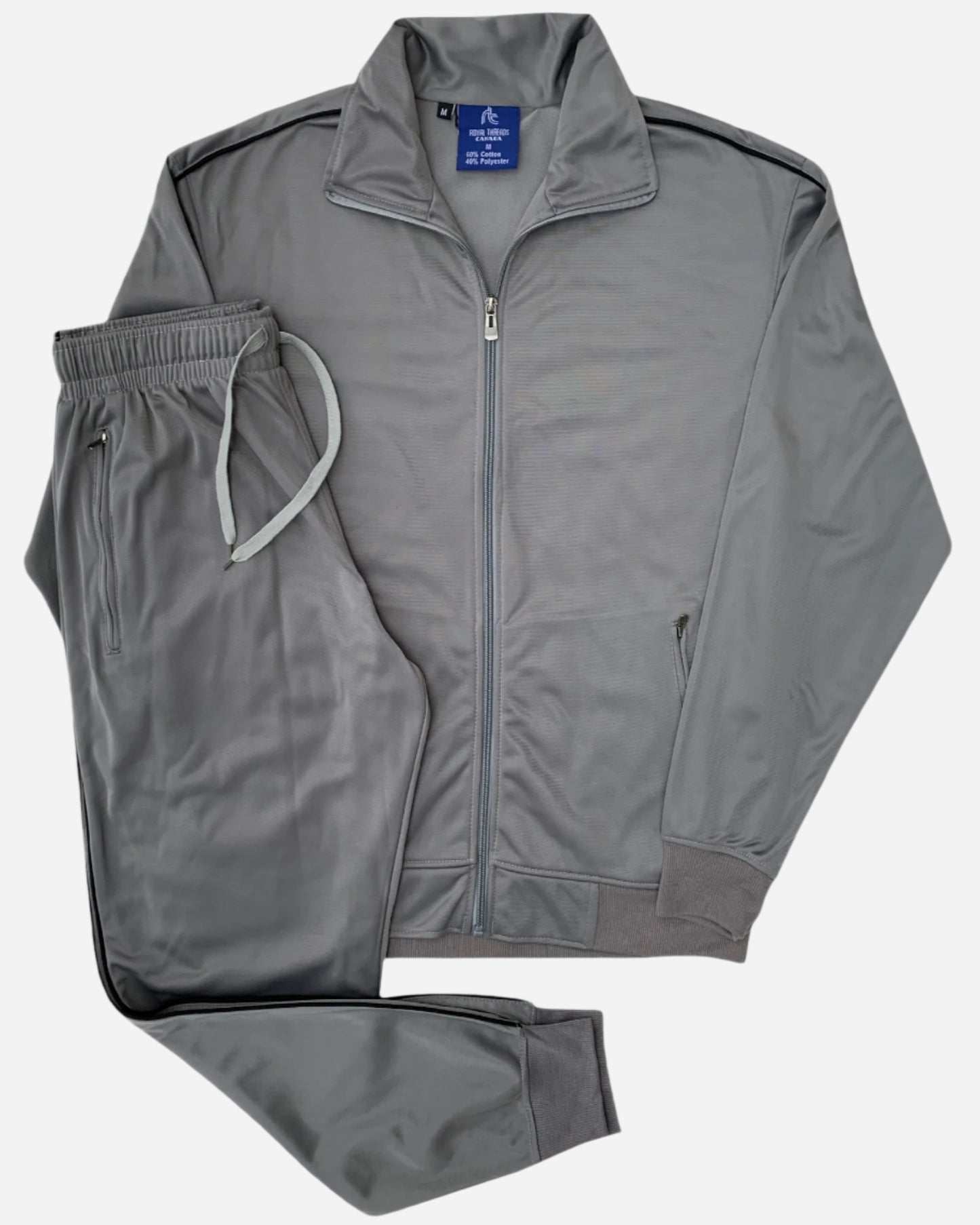 Men 2-piece Classic Jogger Tracksuit Track Jacket & Trackpants Solid Plain Outfit