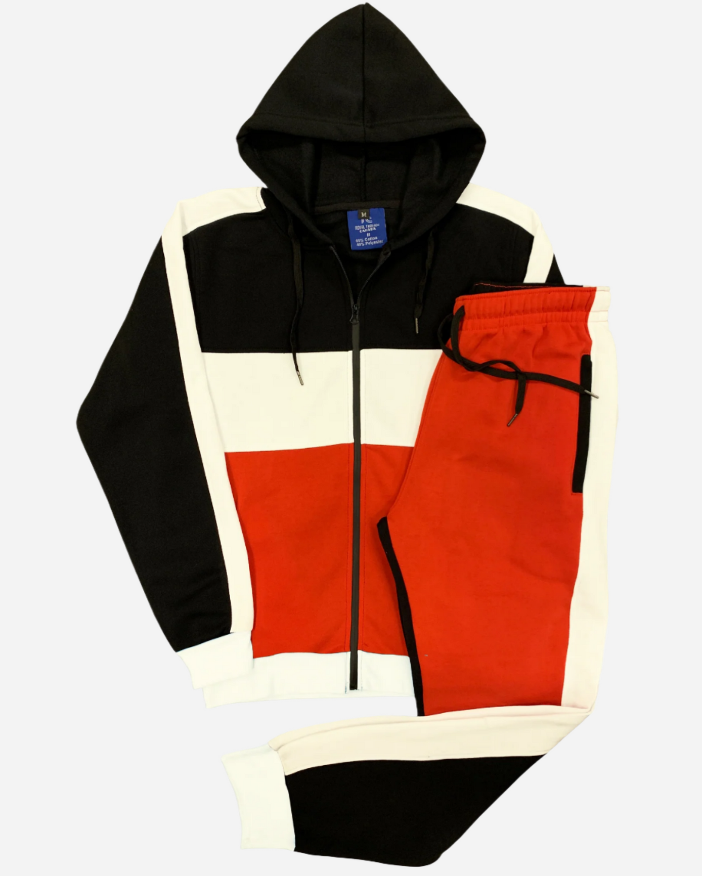 Mens' 2-Piece Jogger Sweatsuit Color Block Sweat jacket Sweatpants Fleece suit