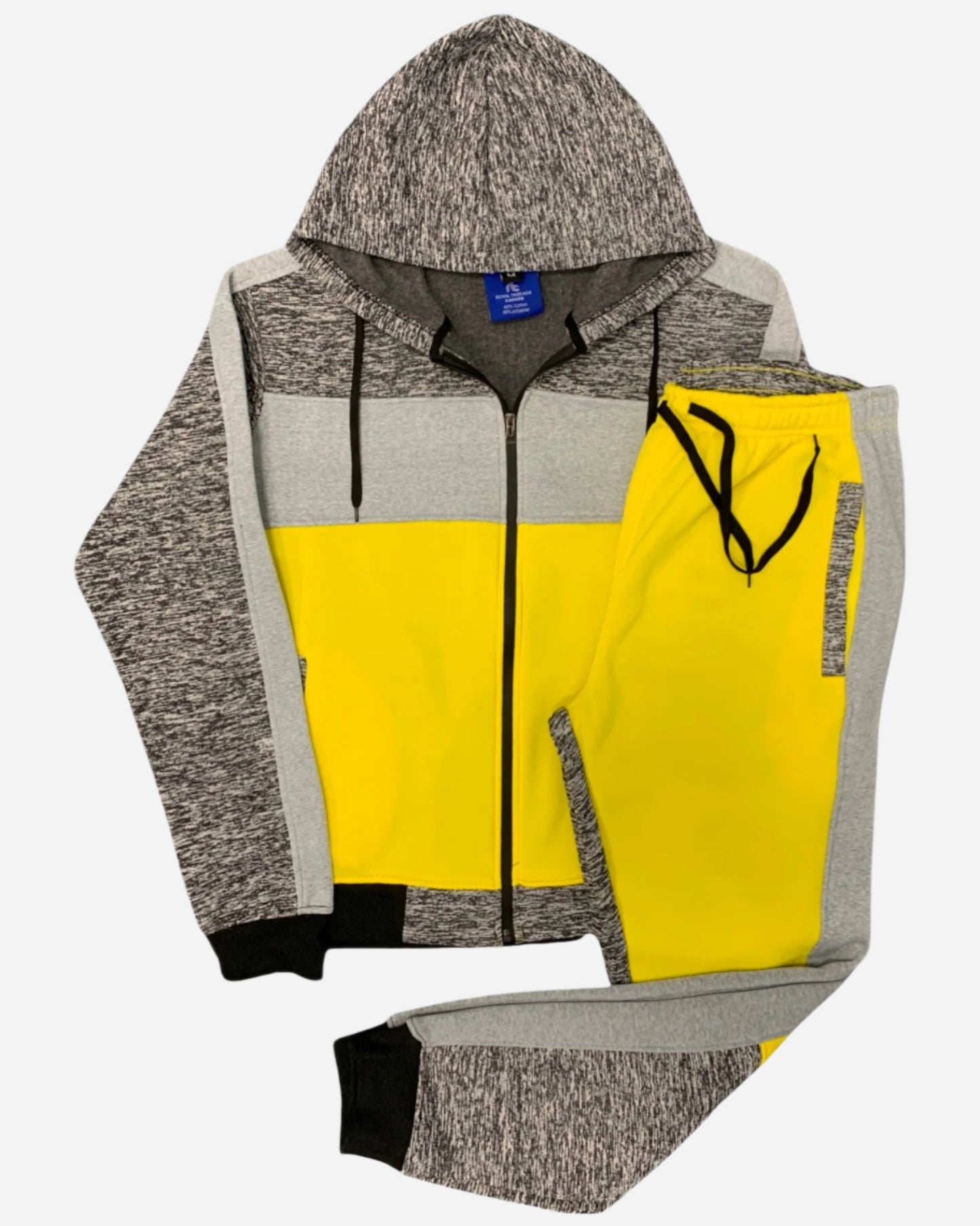 Mens' 2-Piece Jogger Sweatsuit Color Block Sweat jacket Sweatpants Fleece suit