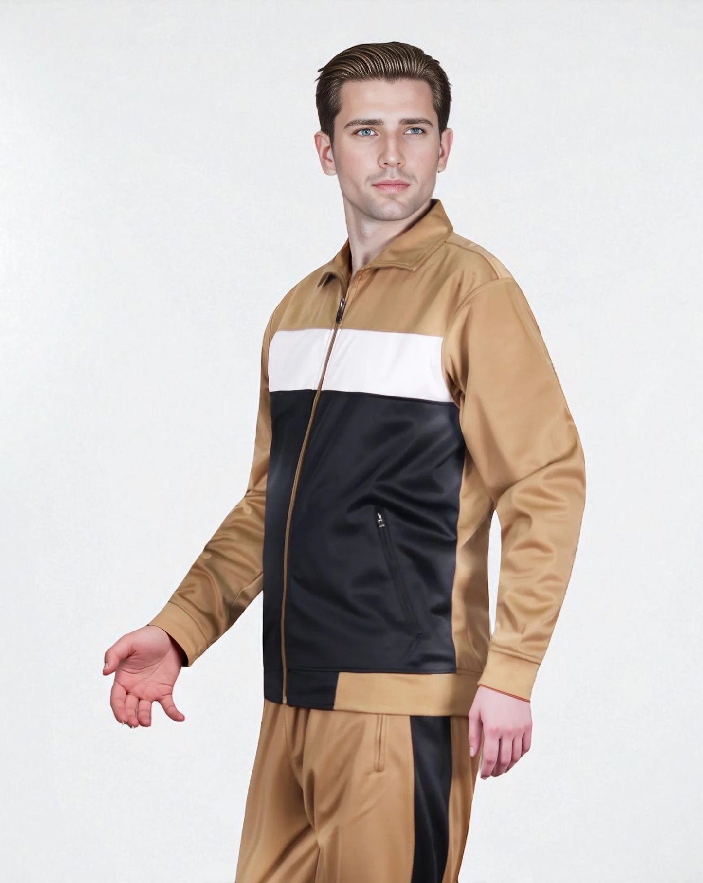 Men’s 2-Piece Tracksuit Traditional Coral Blocks Active Track Jacket and Track pants Outfits