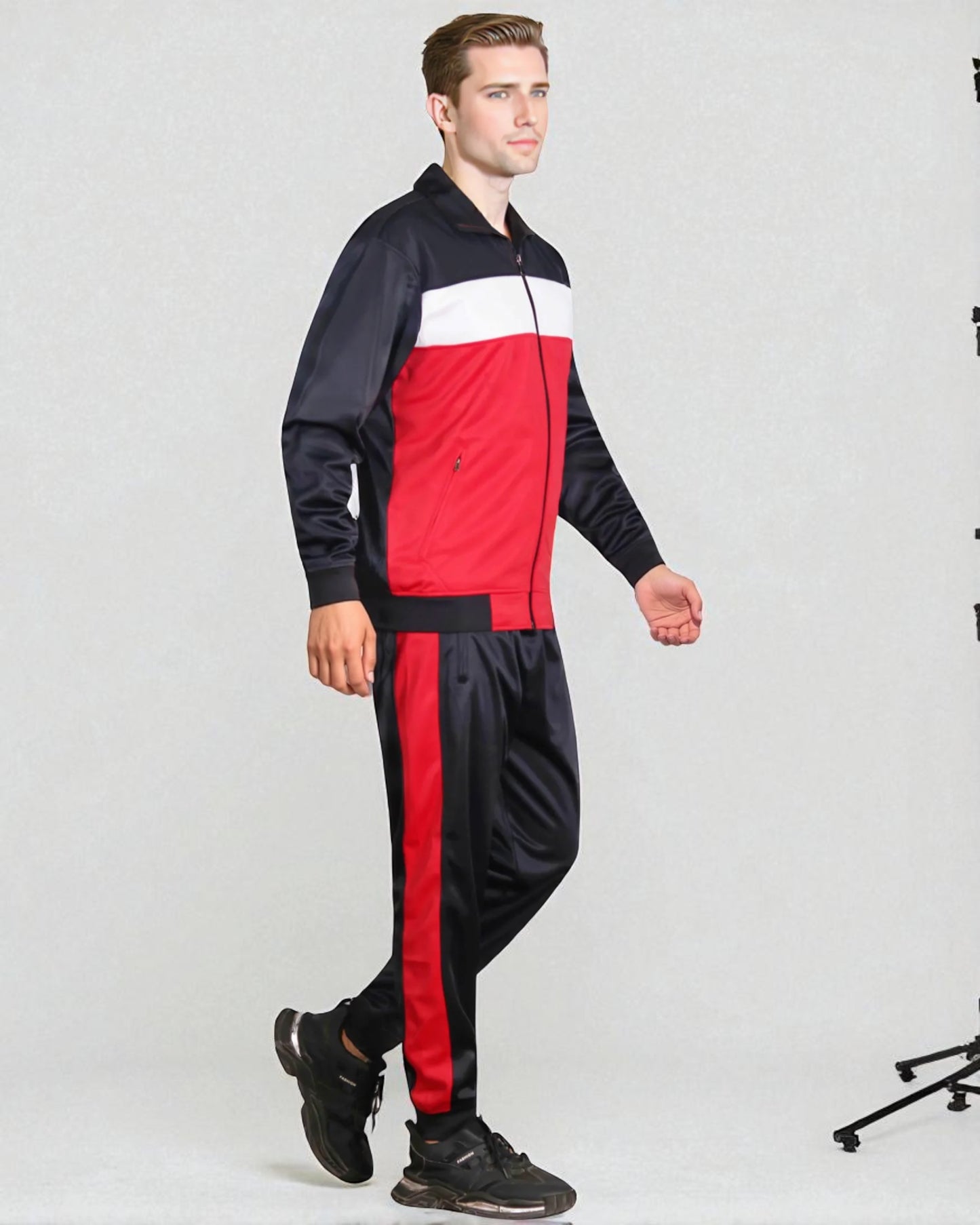 Men’s 2-Piece Tracksuit Traditional Coral Blocks Active Track Jacket and Track pants Outfits