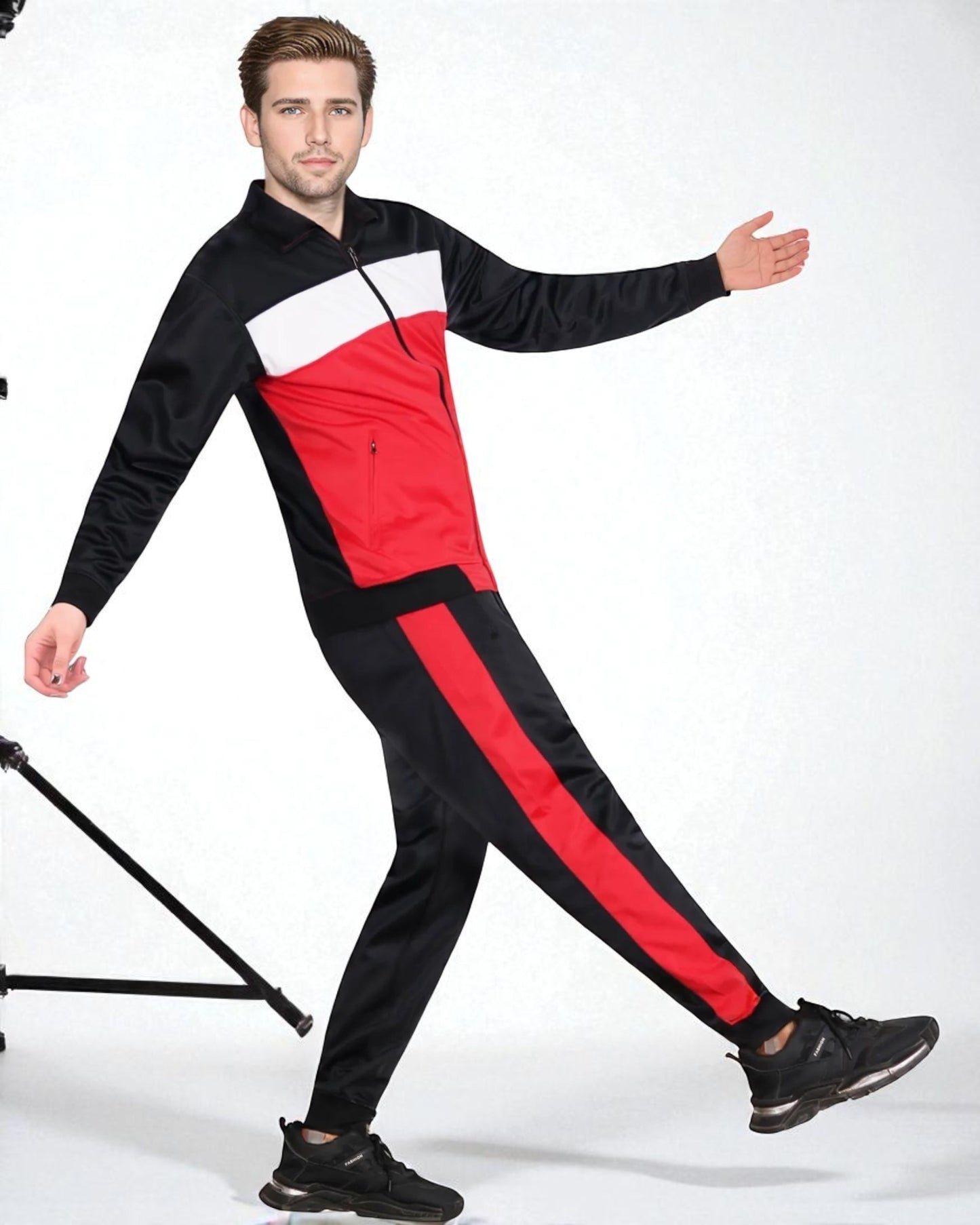 Men’s 2-Piece Tracksuit Traditional Coral Blocks Active Track Jacket and Track pants Outfits