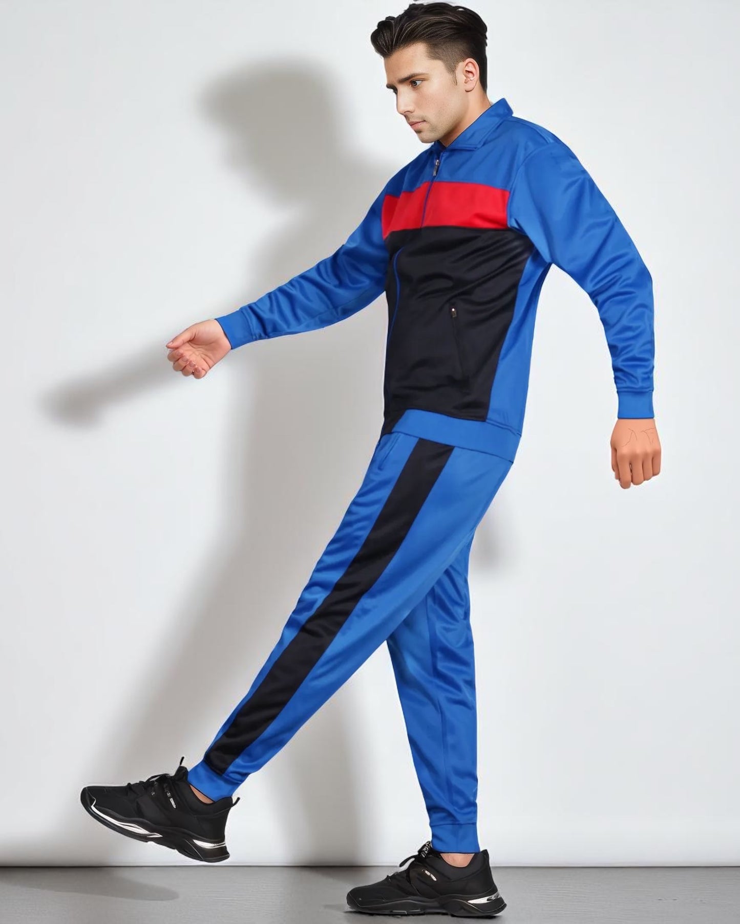 Men’s 2-Piece Tracksuit Traditional Coral Blocks Active Track Jacket and Track pants Outfits