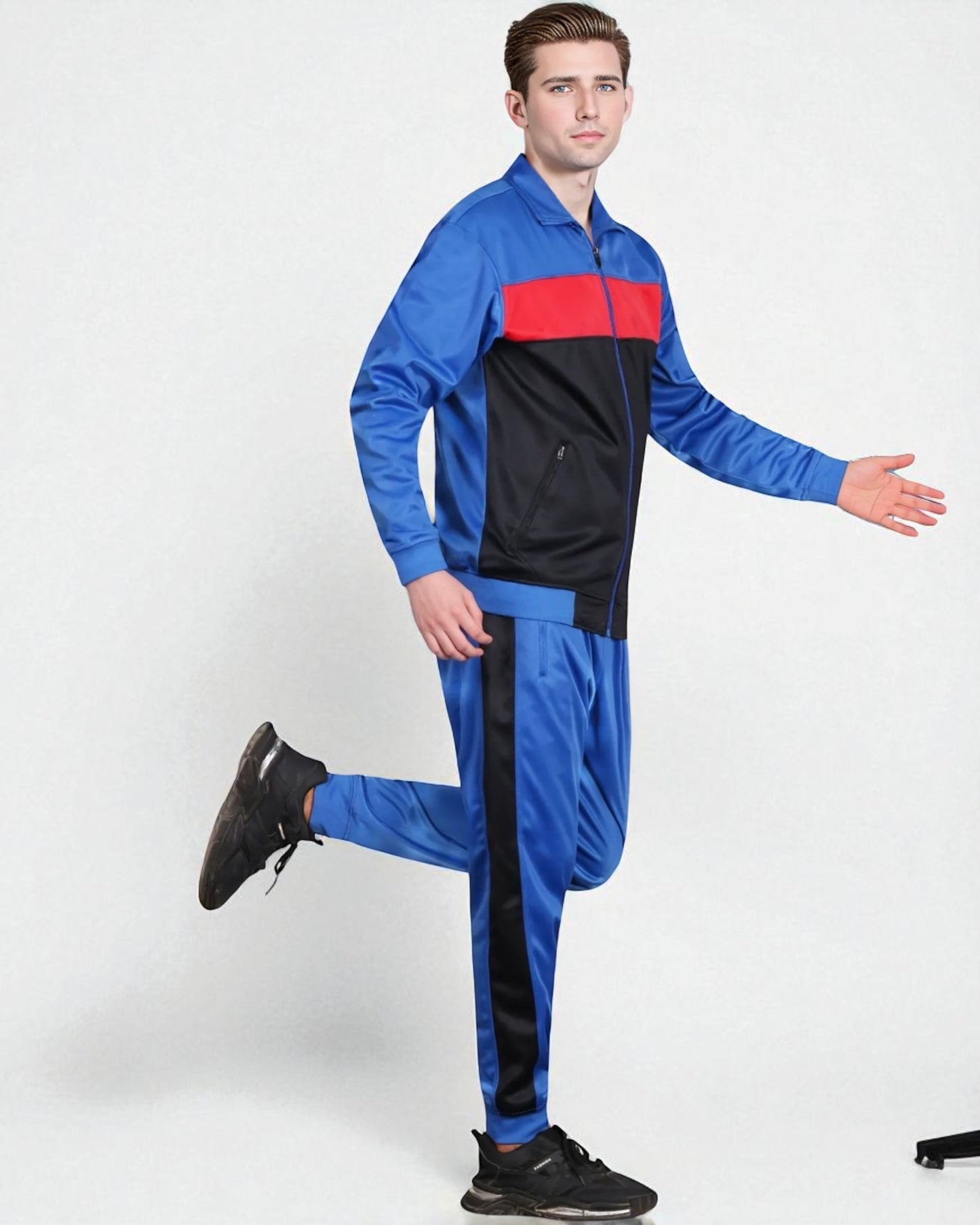 Men’s 2-Piece Tracksuit Traditional Coral Blocks Active Track Jacket and Track pants Outfits
