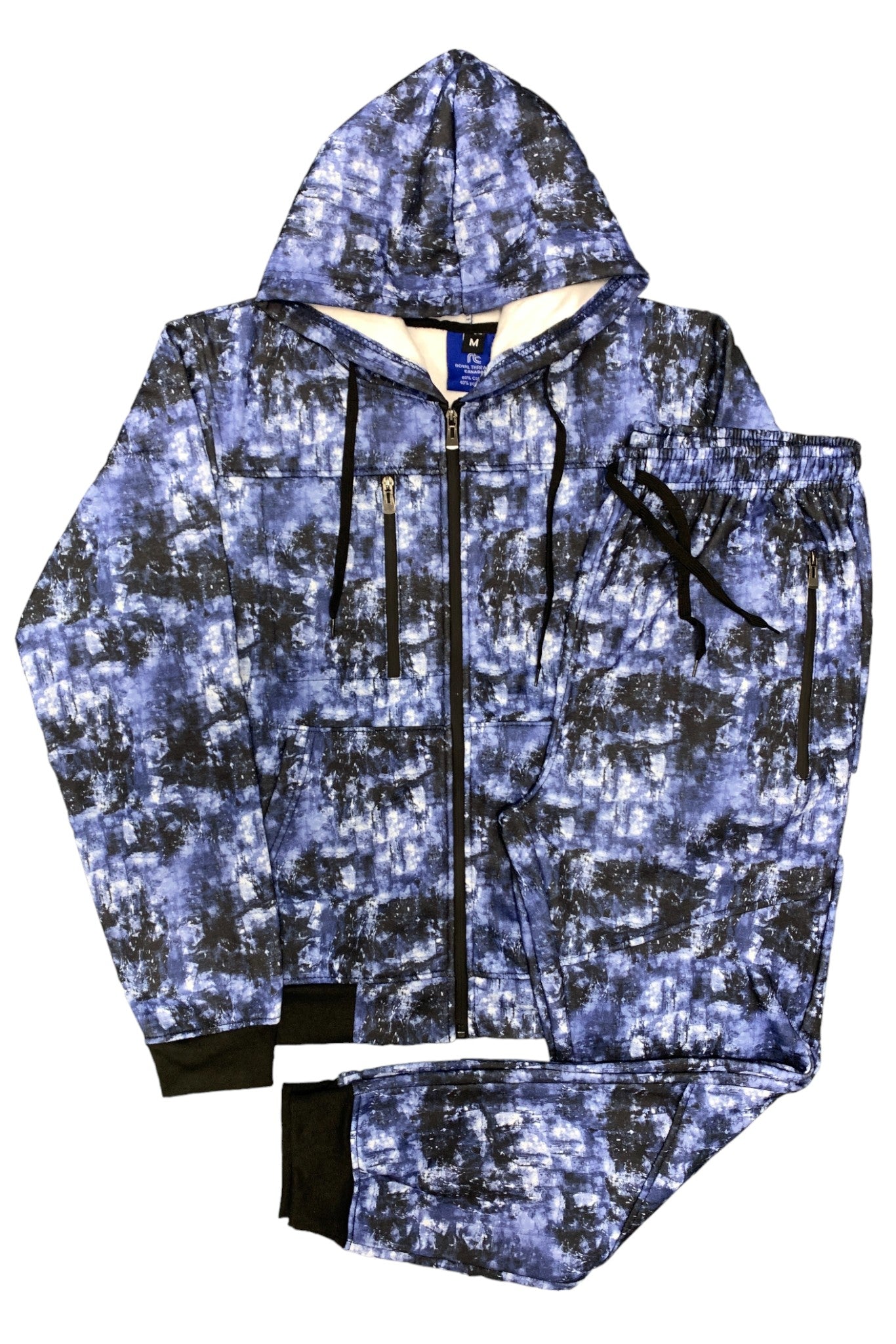 Royal Threads Canada Men’s Print Design Fleece Suit Sweat Jacket & Sweatpants Jogging Set