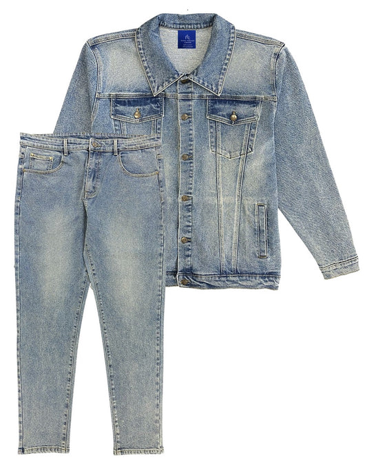 Men's Dull Sky Denim Jean Suit 2-Piece Outfit Jacket & Pants