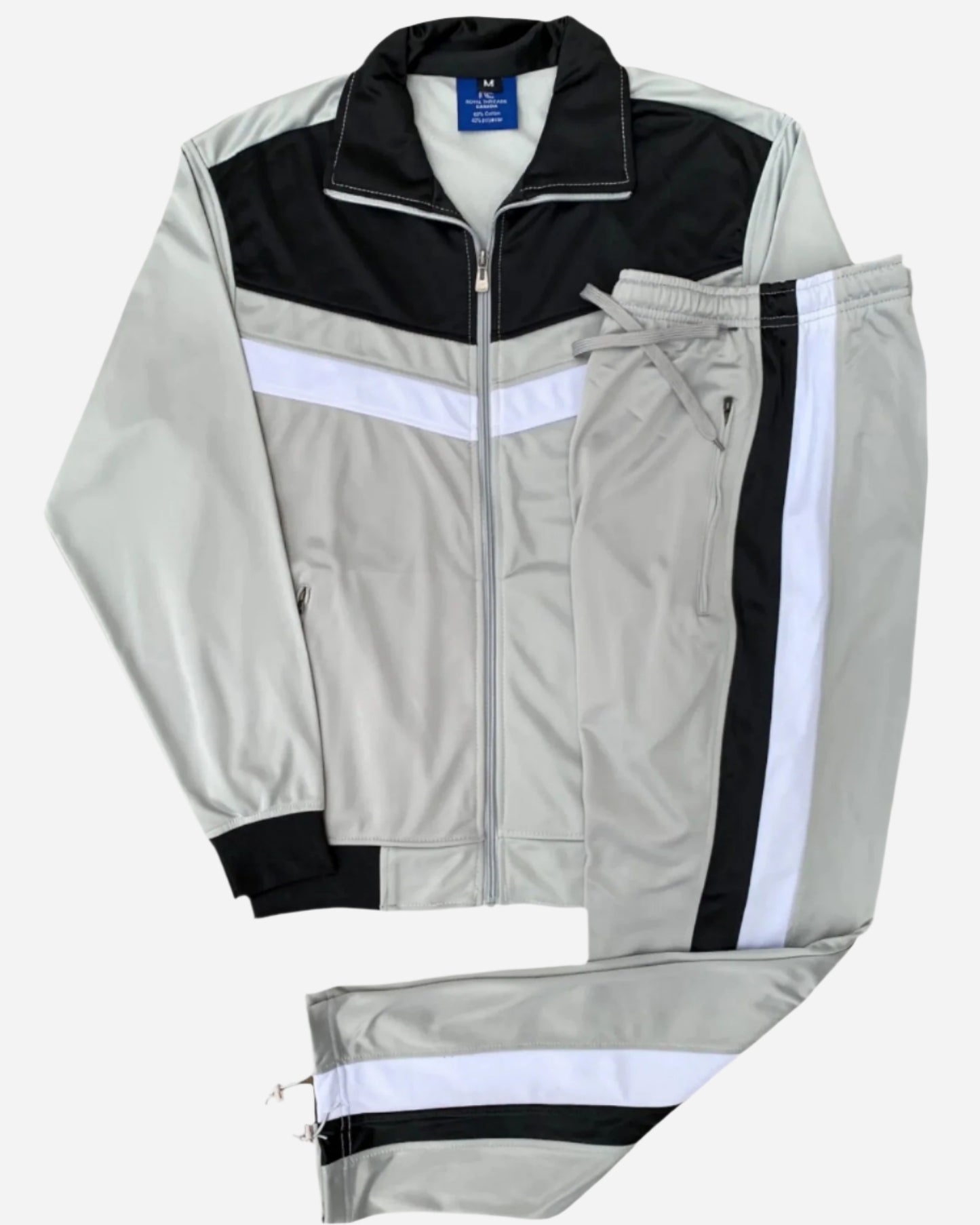 Men's Tracksuit Warm-Up 2-piece Retro Style Track Jacket & Pants Matching Set