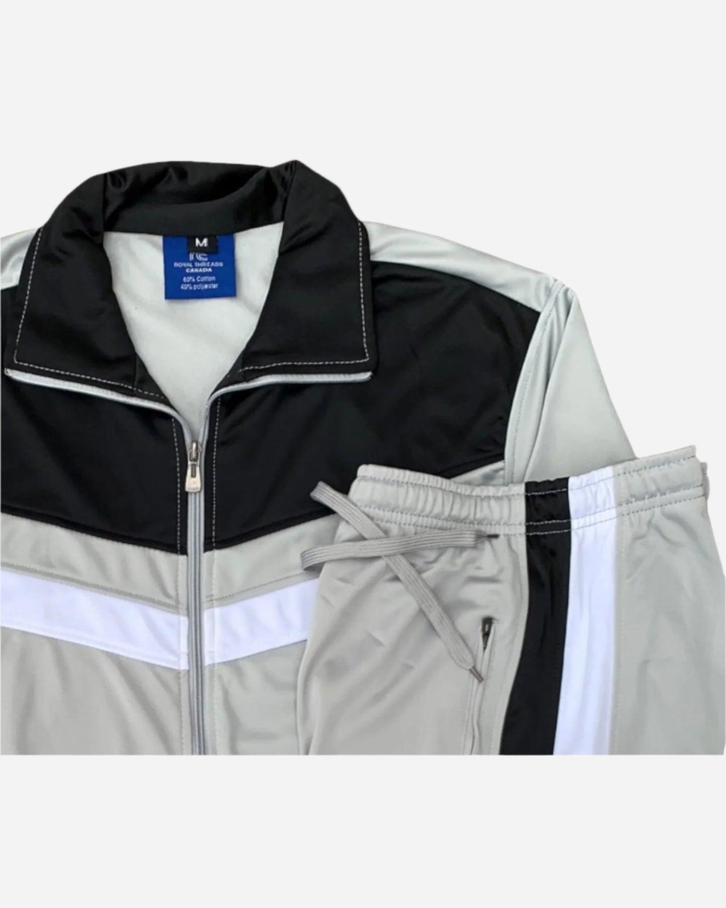 Men's Tracksuit Warm-Up 2-piece Retro Style Track Jacket & Pants Matching Set