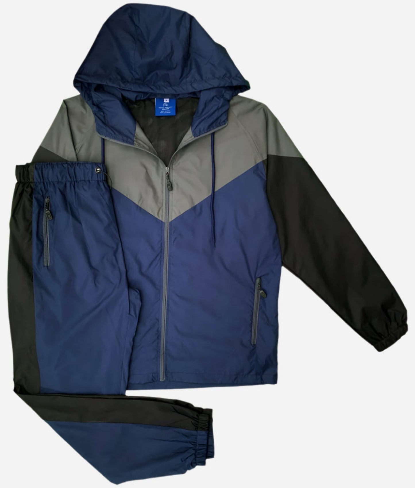 Men’s Colorful Hooded Windbreaker Sweatsuit Meshed Lined Nylon Water Repellent GYM Outfit