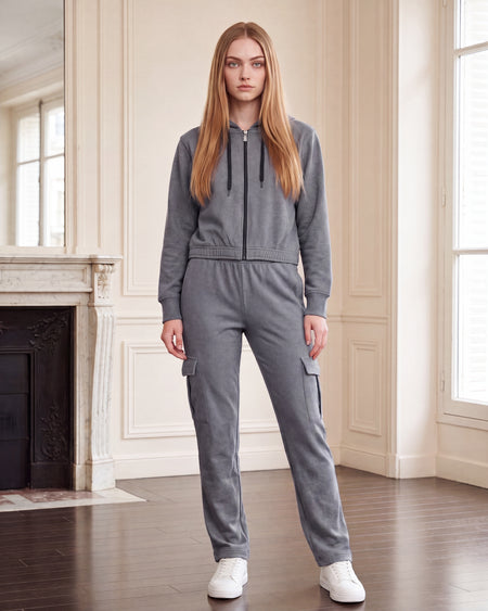 Women's Cargo Soft Stretch Zip-Up Hoodie & Jogger Set