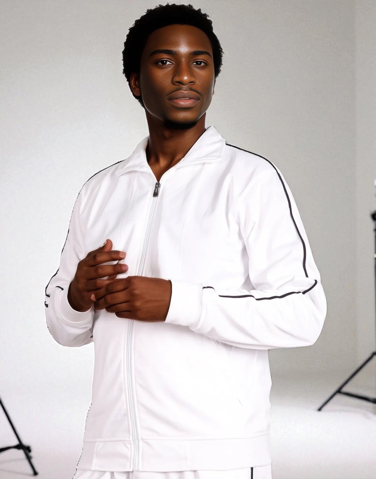 Men 2-piece Classic Jogger Tracksuit Track Jacket & Trackpants Solid Plain Outfit