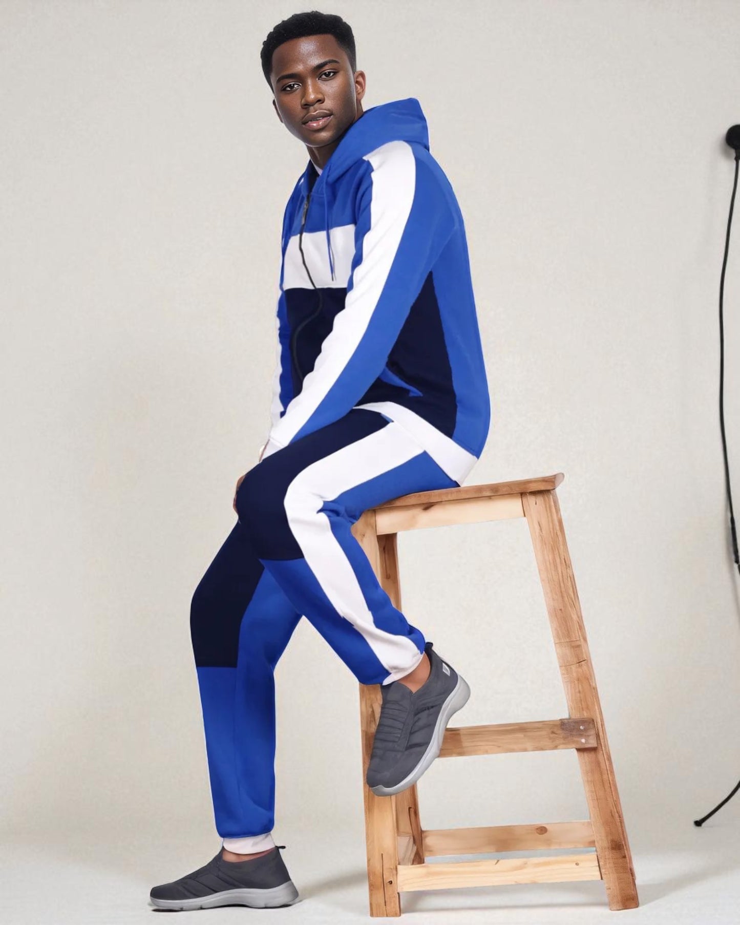 Mens' 2-Piece Jogger Sweatsuit Color Block Sweat jacket Sweatpants Fleece suit