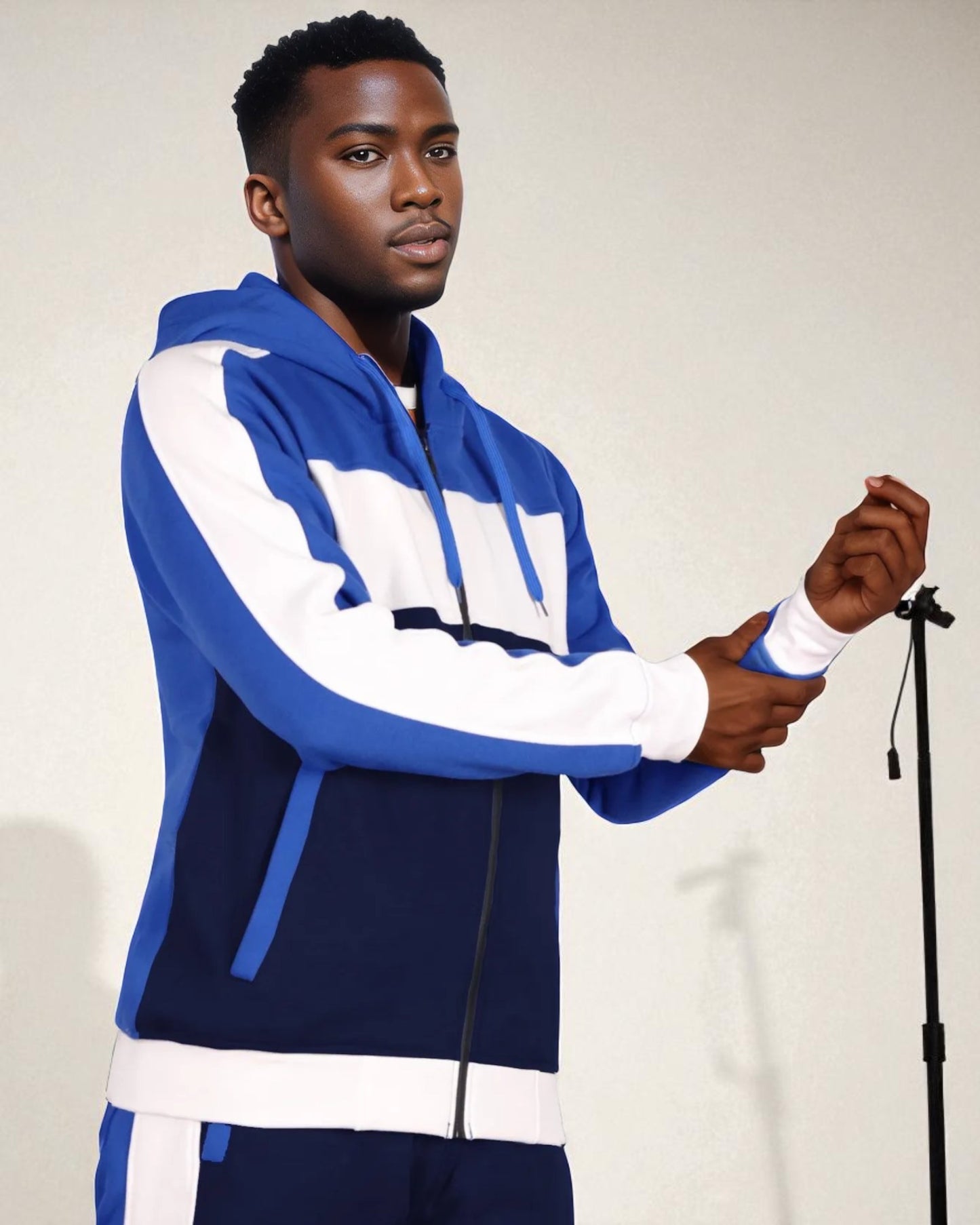 Mens' 2-Piece Jogger Sweatsuit Color Block Sweat jacket Sweatpants Fleece suit