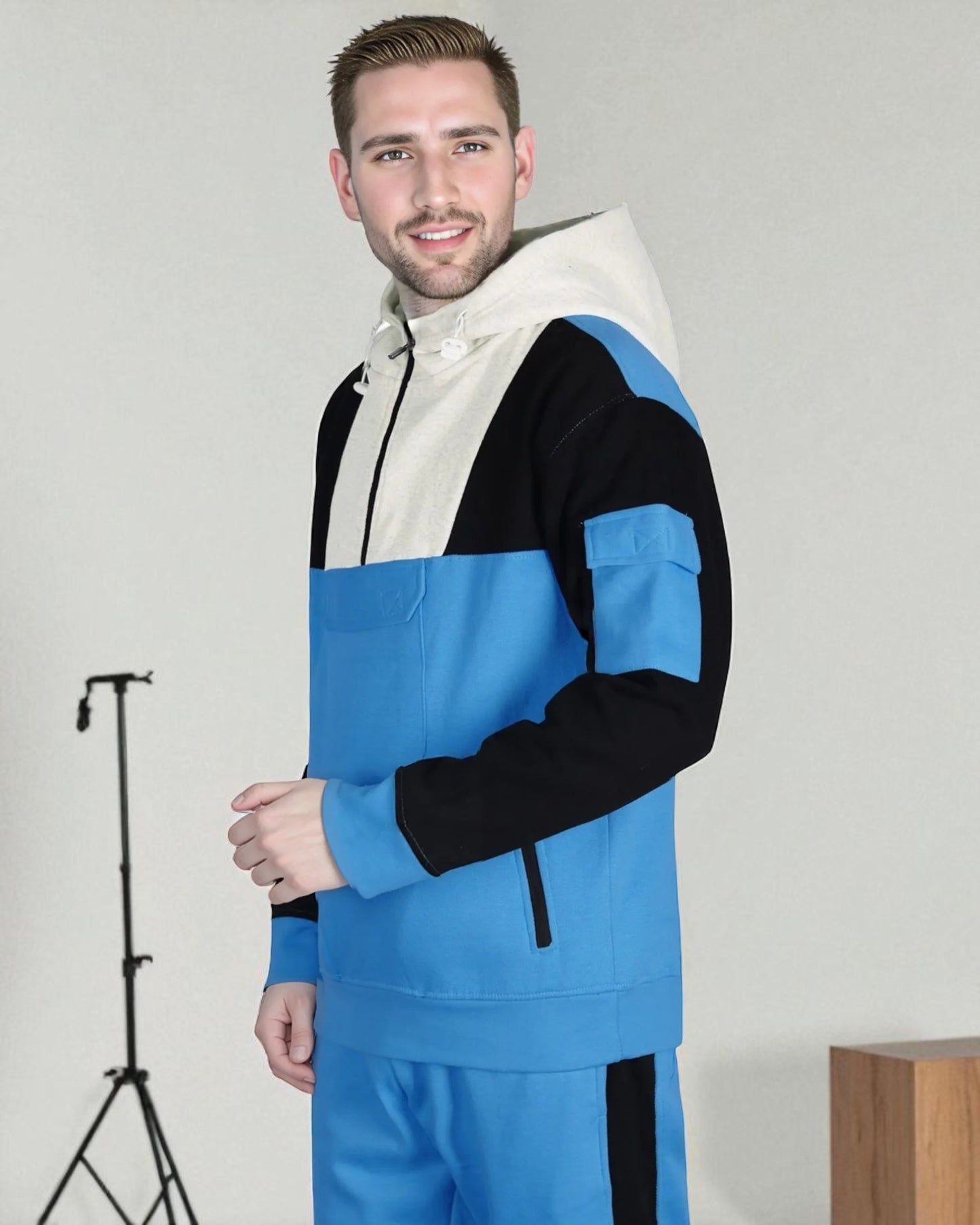 Men's 2-Piece Sweatsuit Quarter Zip Hoodie With Jogger sweatpants Heavy Fleece Outfit