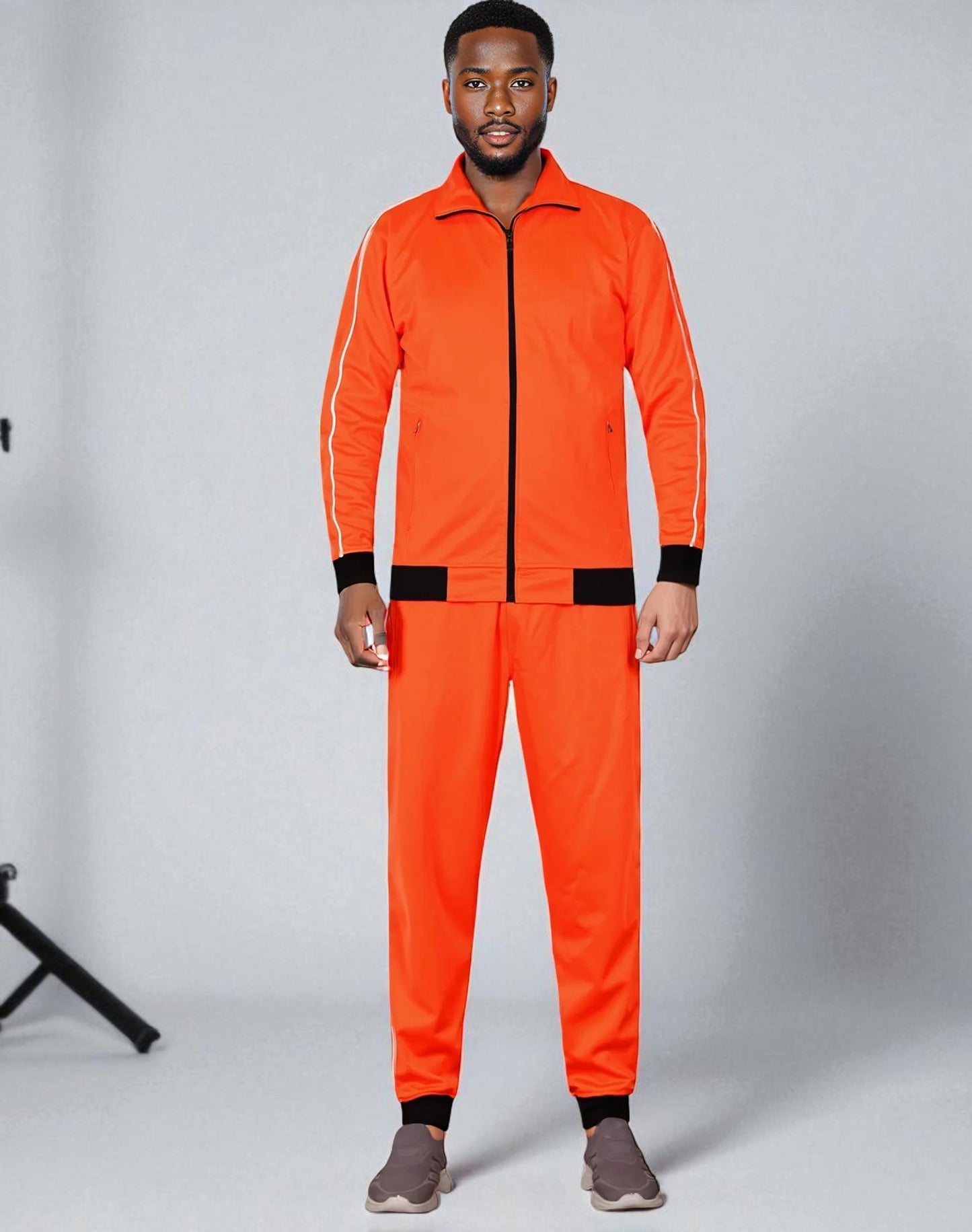 Men 2-piece Classic Jogger Tracksuit Track Jacket & Trackpants Solid Plain Outfit
