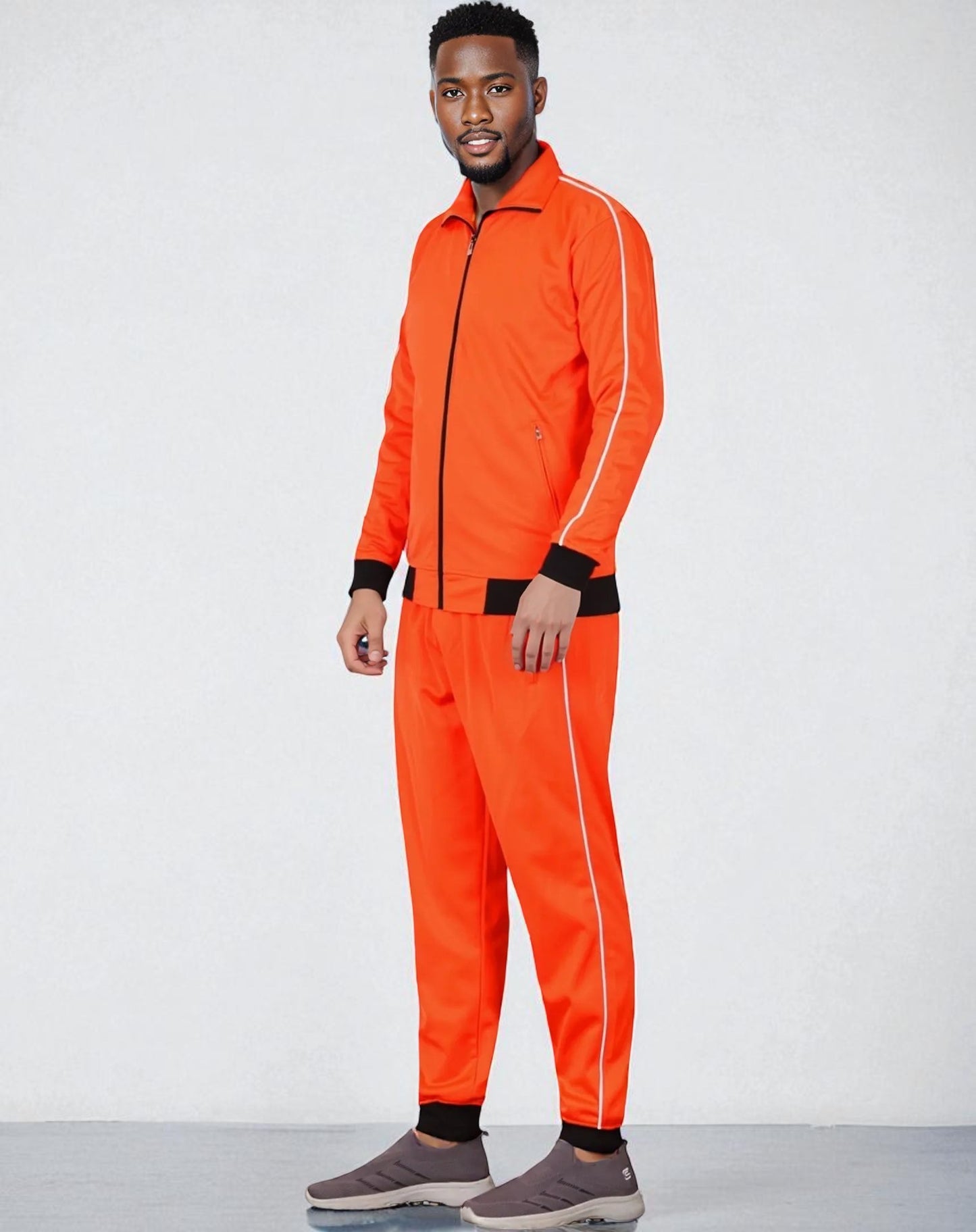 Men 2-piece Classic Jogger Tracksuit Track Jacket & Trackpants Solid Plain Outfit