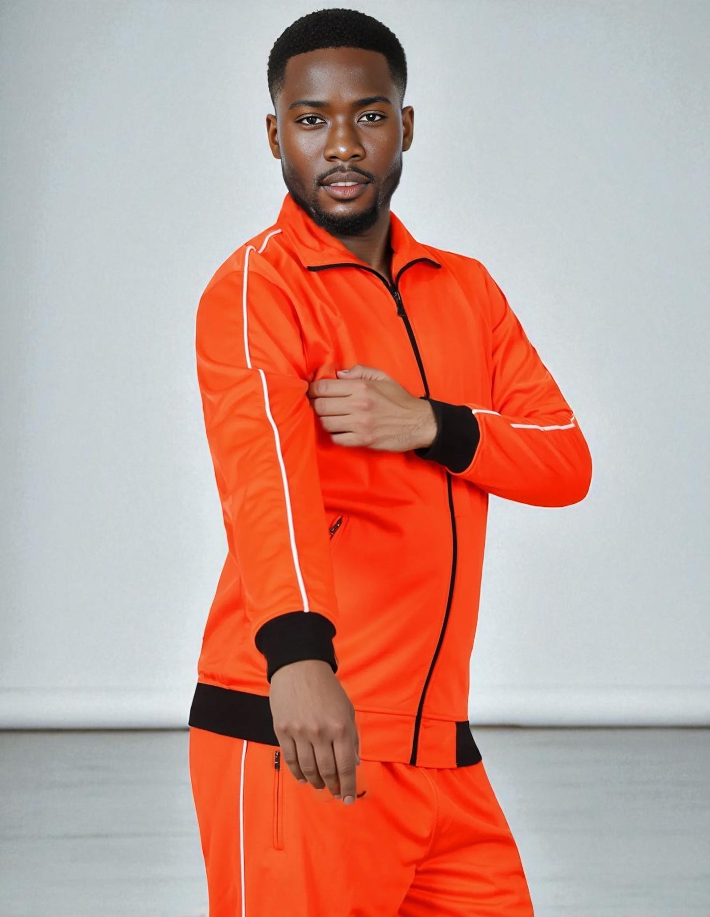Men 2-piece Classic Jogger Tracksuit Track Jacket & Trackpants Solid Plain Outfit