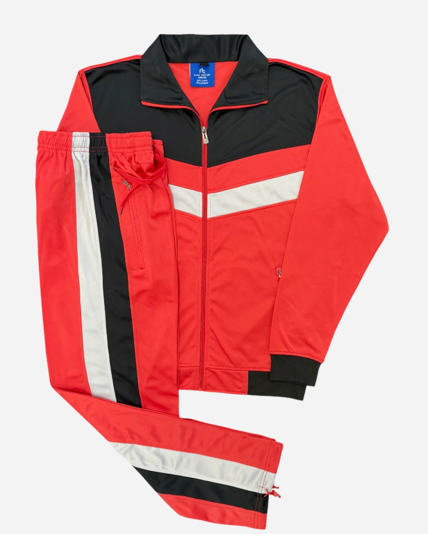 Men's Tracksuit Warm-Up 2-piece Retro Style Track Jacket & Pants Matching Set