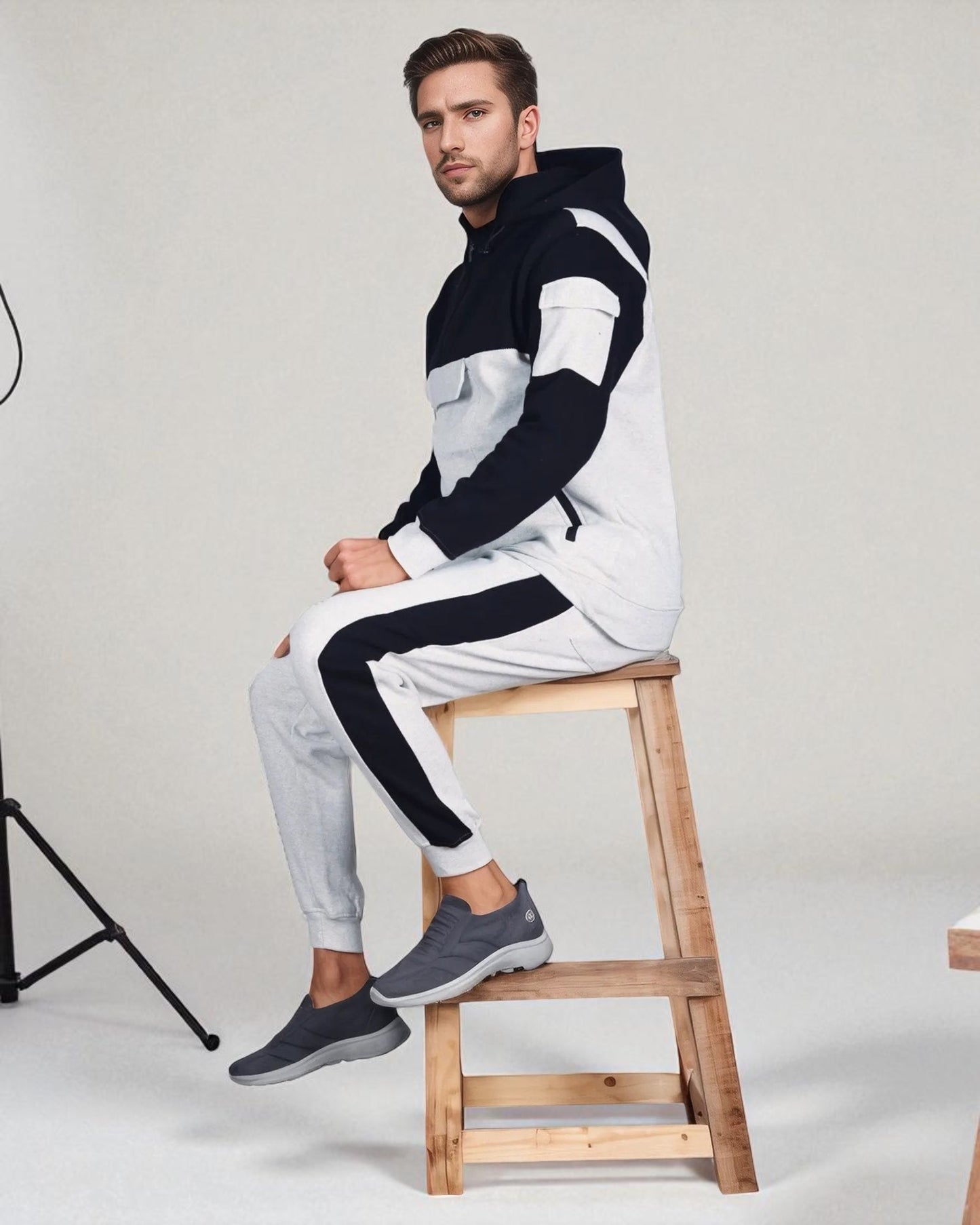 Men's 2-Piece Sweatsuit Quarter Zip Hoodie With Jogger sweatpants Heavy Fleece Outfit
