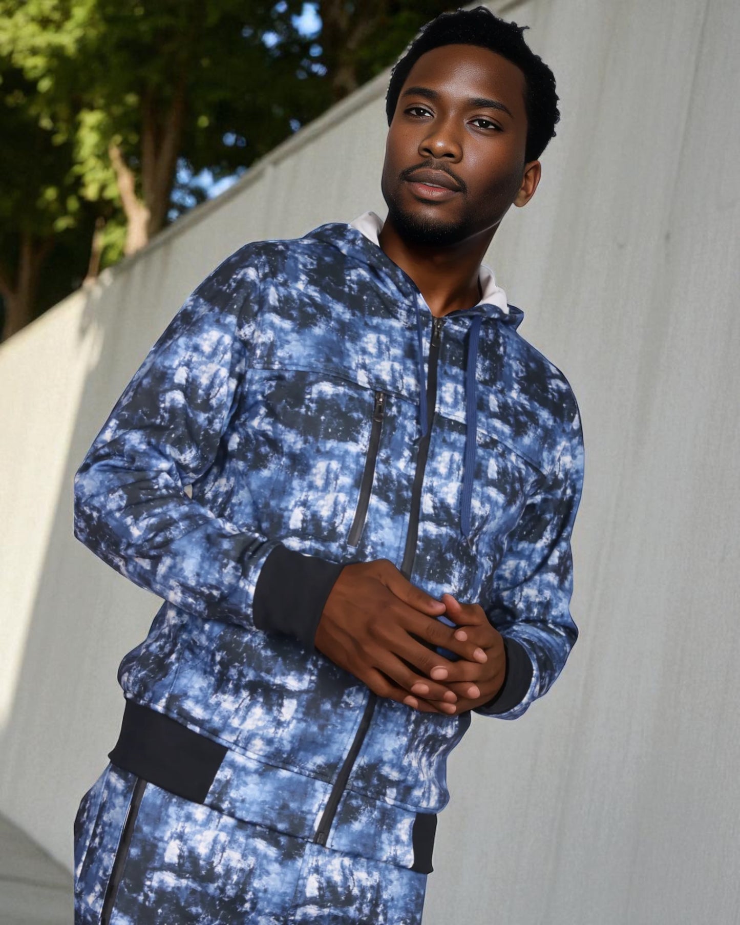 Men’s Print Design Fleece Suit Sweat Jacket & Sweatpants Jogging Set