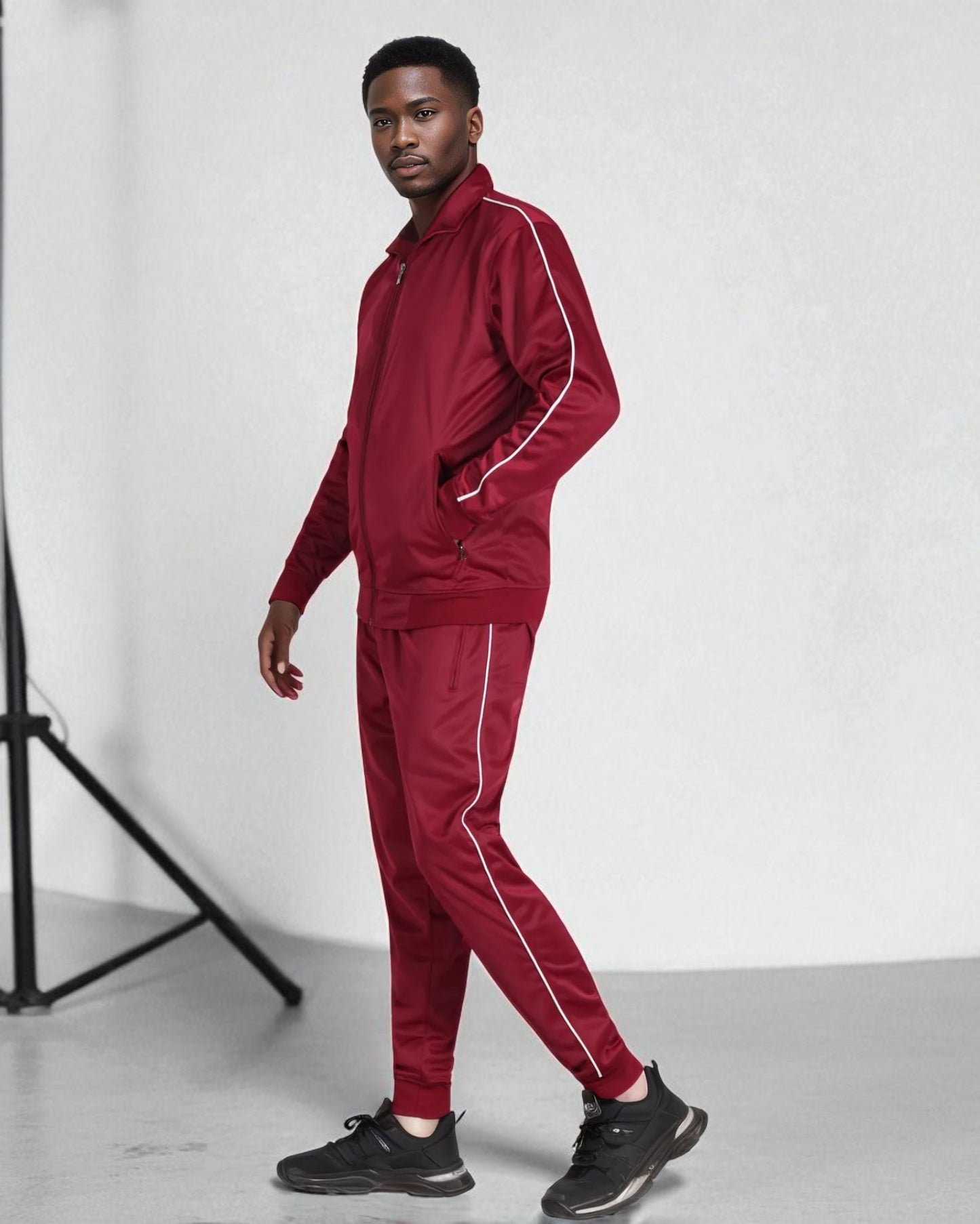 Men 2-piece Classic Jogger Tracksuit Track Jacket & Trackpants Solid Plain Outfit