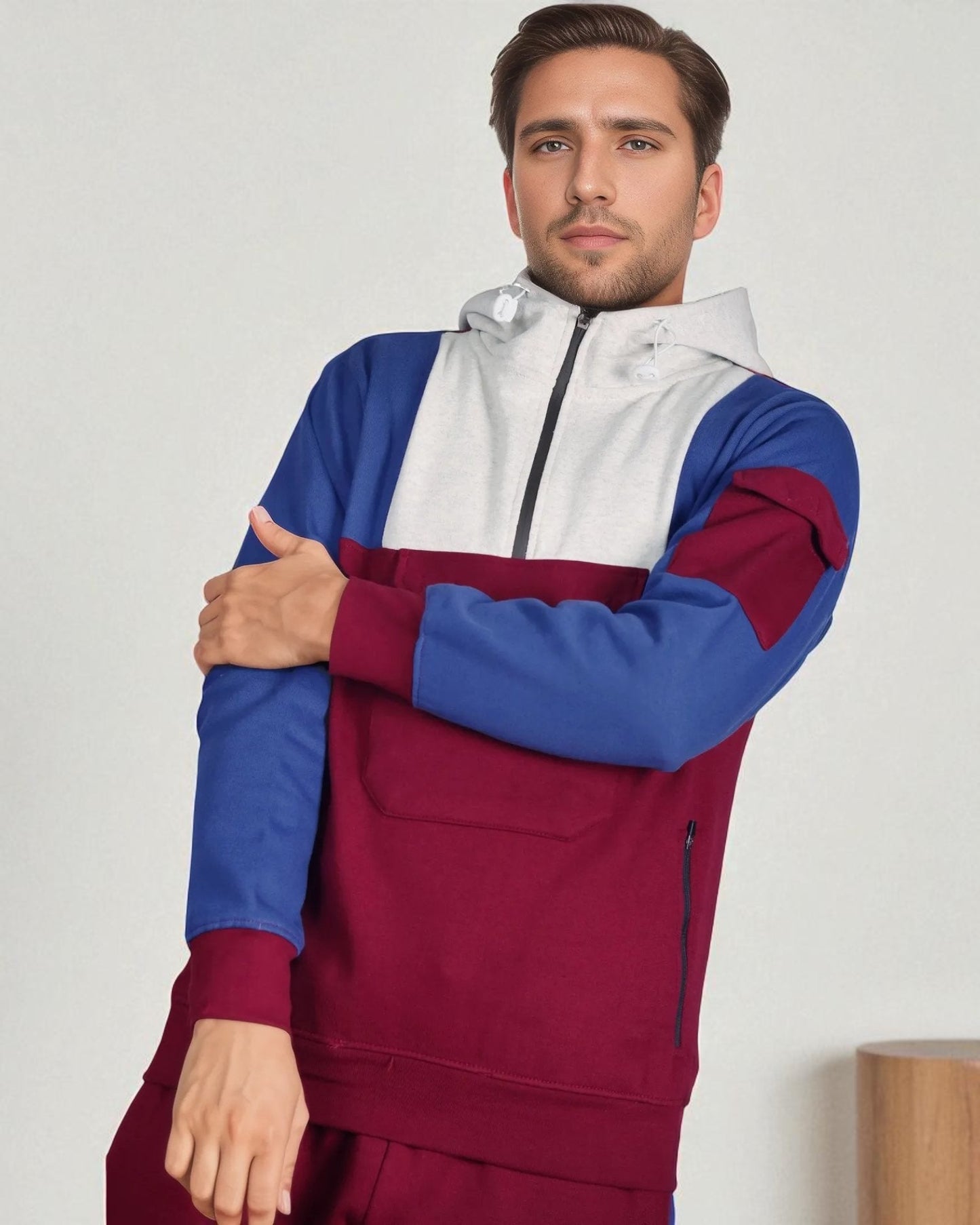 Men's 2-Piece Sweatsuit Quarter Zip Hoodie With Jogger sweatpants Heavy Fleece Outfit