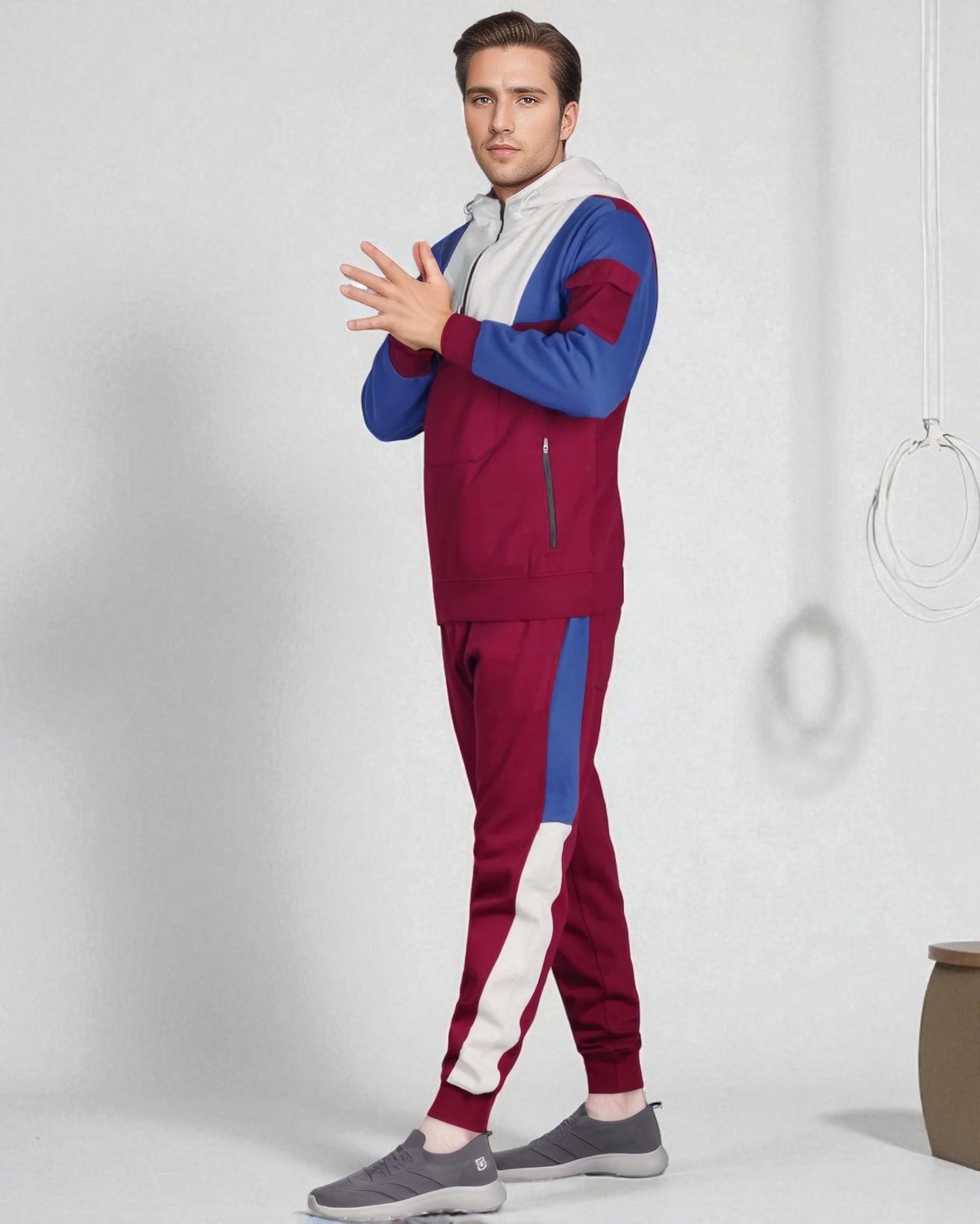 Men's 2-Piece Sweatsuit Quarter Zip Hoodie With Jogger sweatpants Heavy Fleece Outfit
