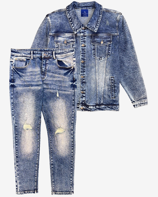 Men’s Premium Denim Vintage wash Jean Suit