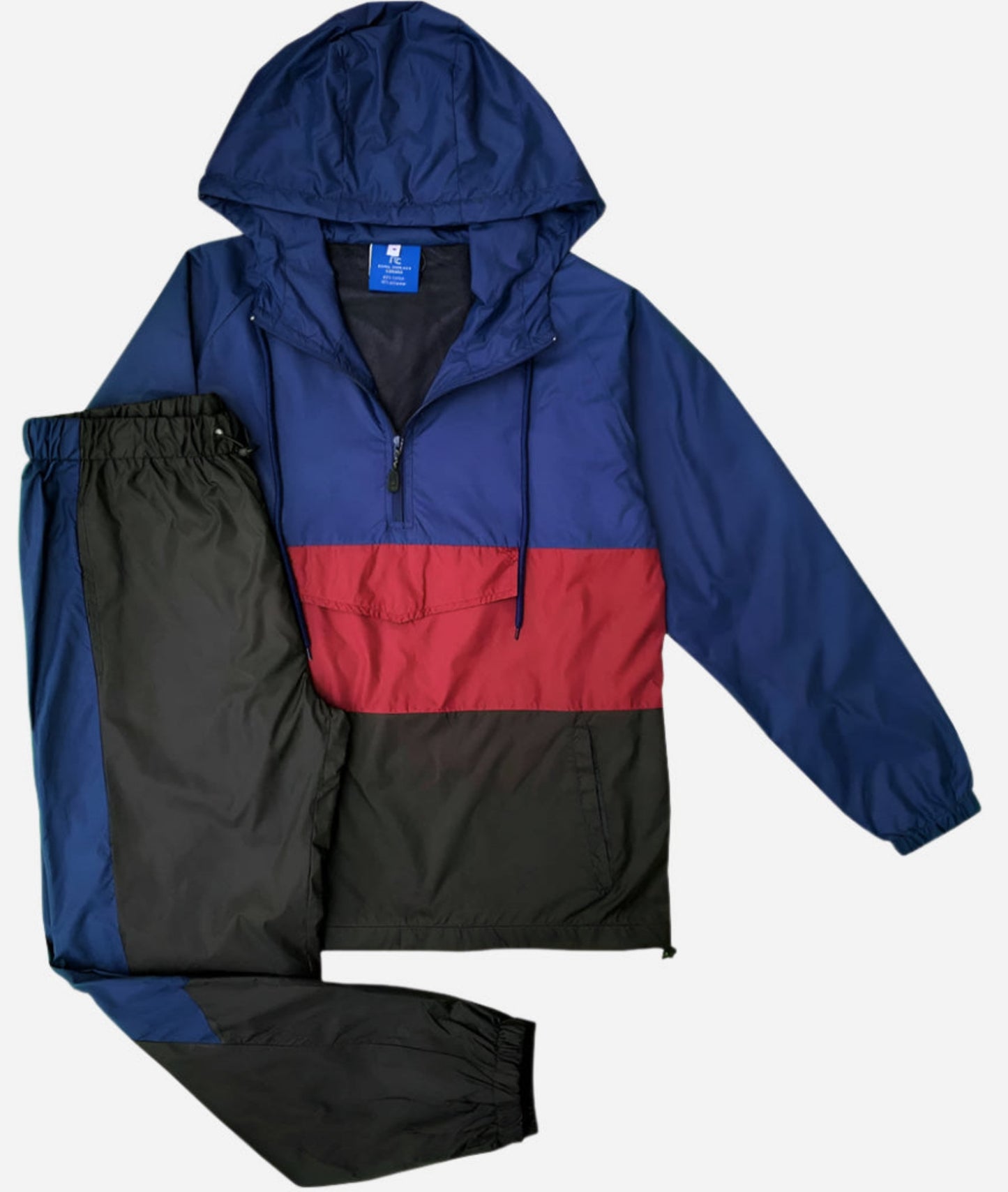 Men’s 2-Piece Quarter Zip Pullover Windbreaker Tracksuit Jogger Sports Mesh lined Outfit