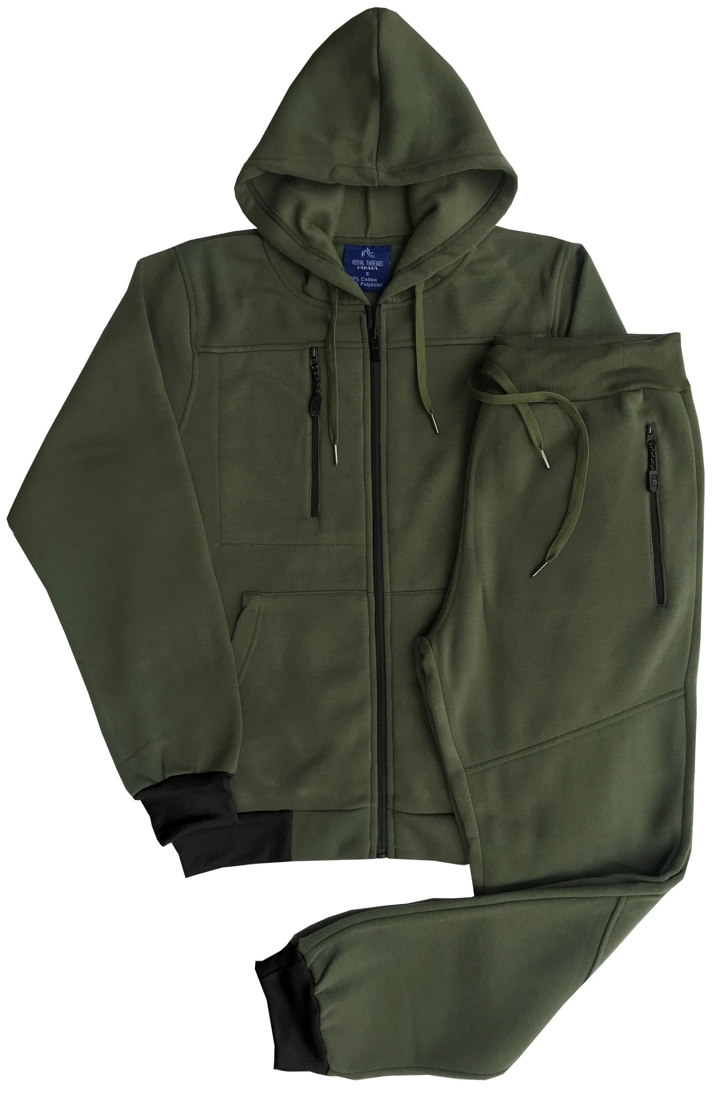 Men’s Warm Winter Tech Fleece Sweat Jacket Sweatpants Jogger Outfit