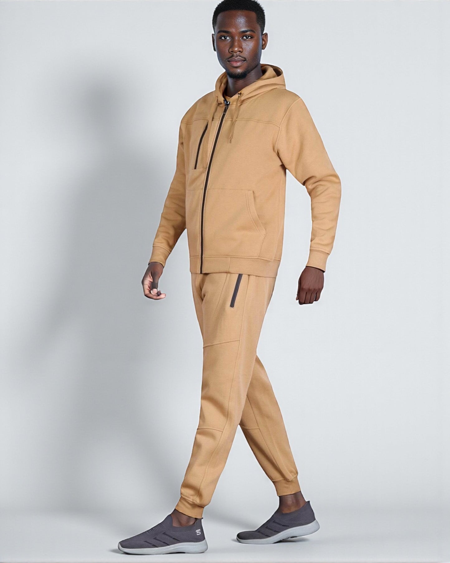 Men’s Warm Winter Tech Fleece Sweat Jacket Sweatpants Jogger Outfit