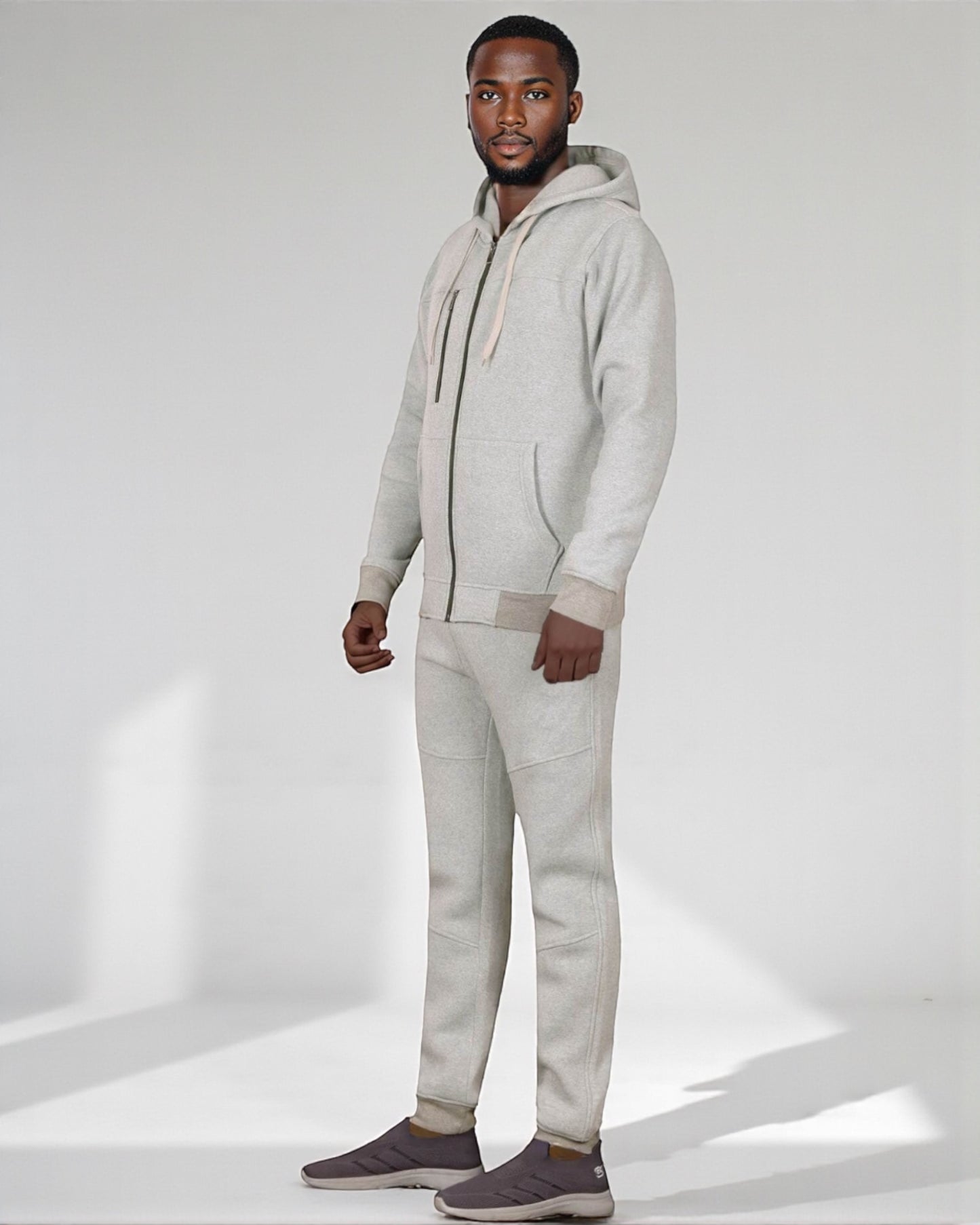Men’s Warm Winter Tech Fleece Sweat Jacket Sweatpants Jogger Outfit