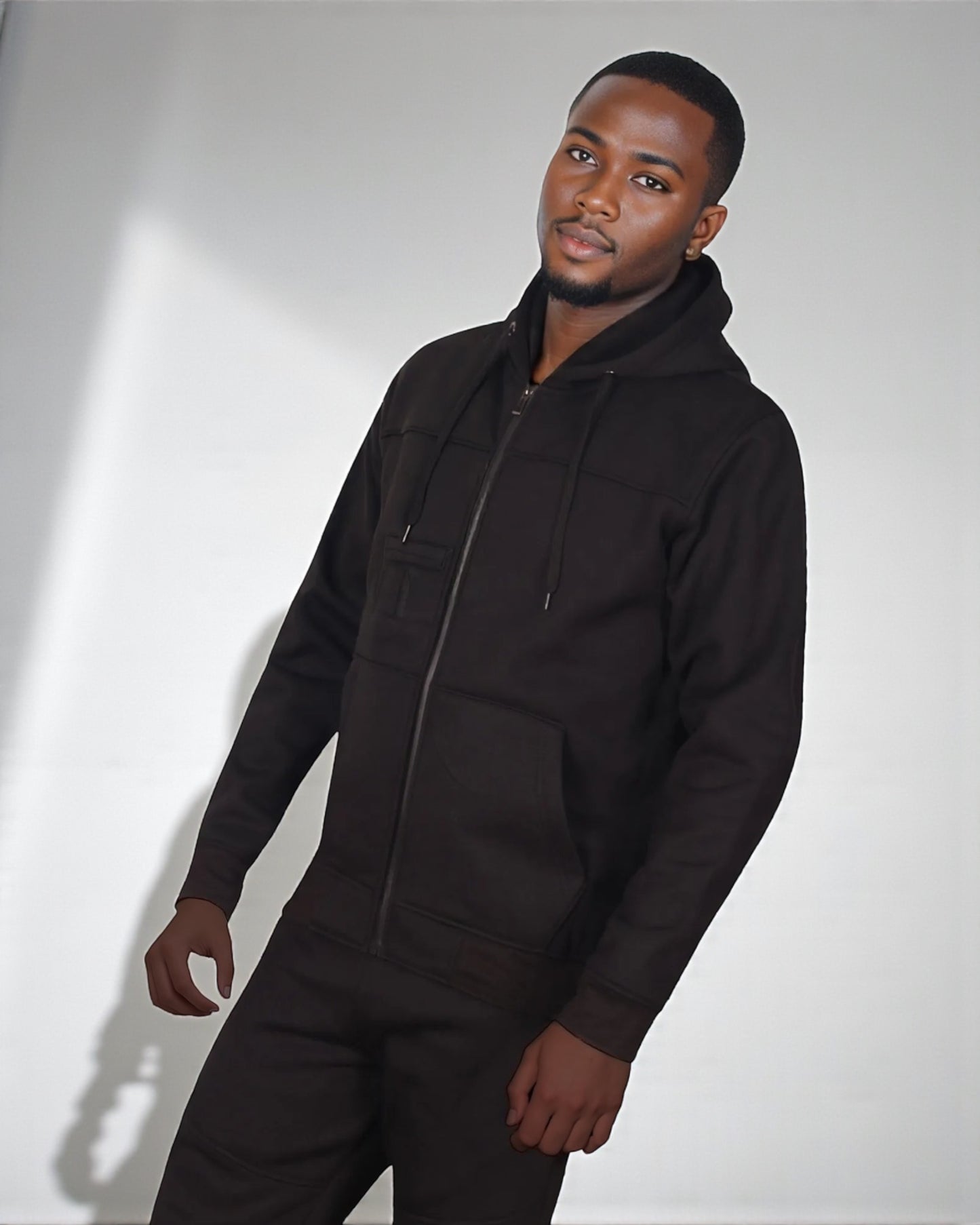 Men’s Warm Winter Tech Fleece Sweat Jacket Sweatpants Jogger Outfit