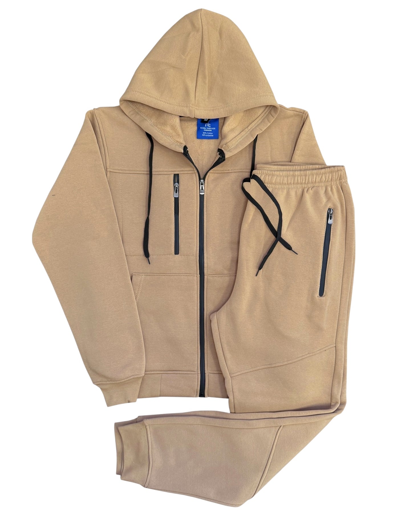 Men’s Warm Winter Tech Fleece Sweat Jacket Sweatpants Jogger Outfit