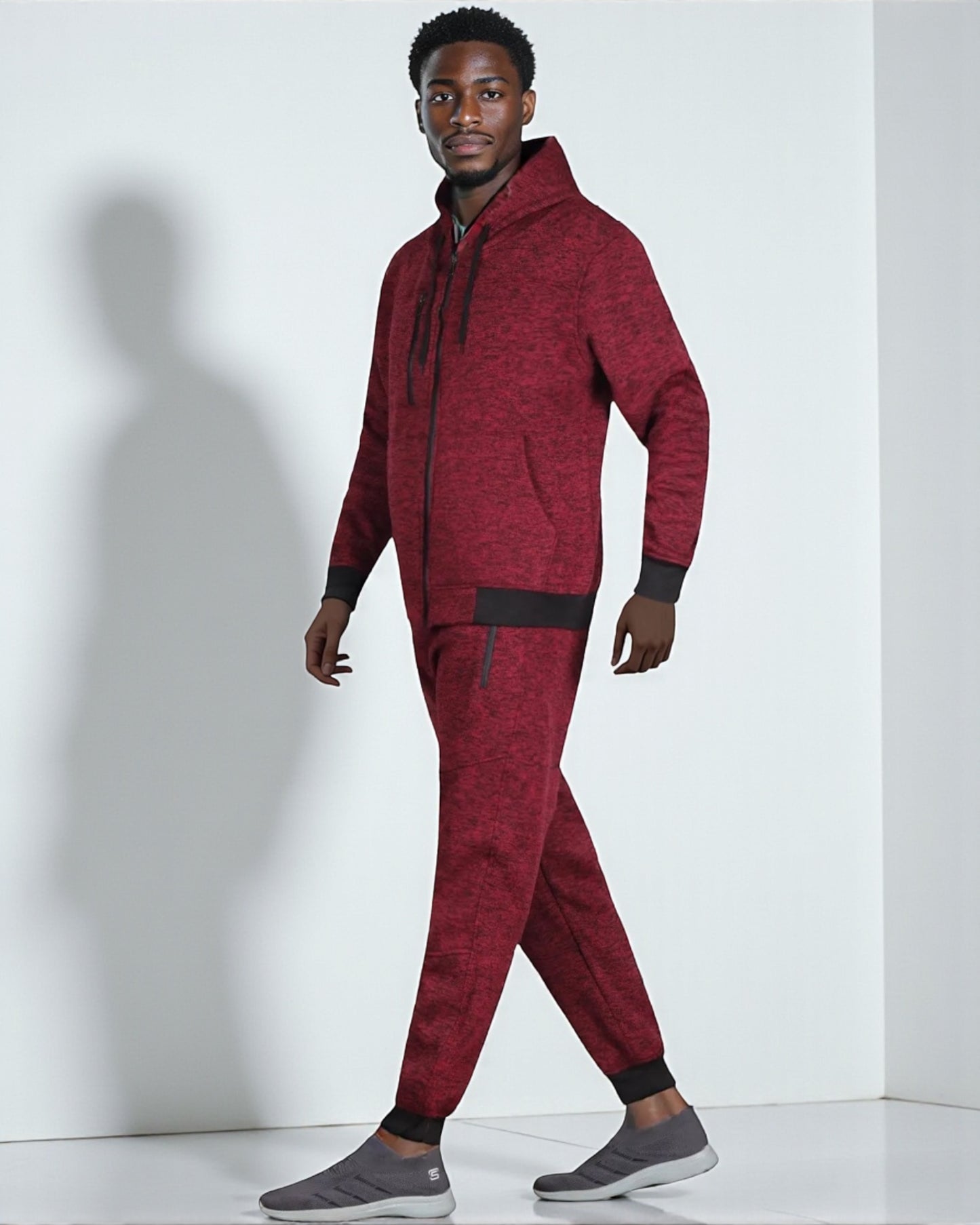 Men’s Warm Winter Tech Fleece Sweat Jacket Sweatpants Jogger Outfit