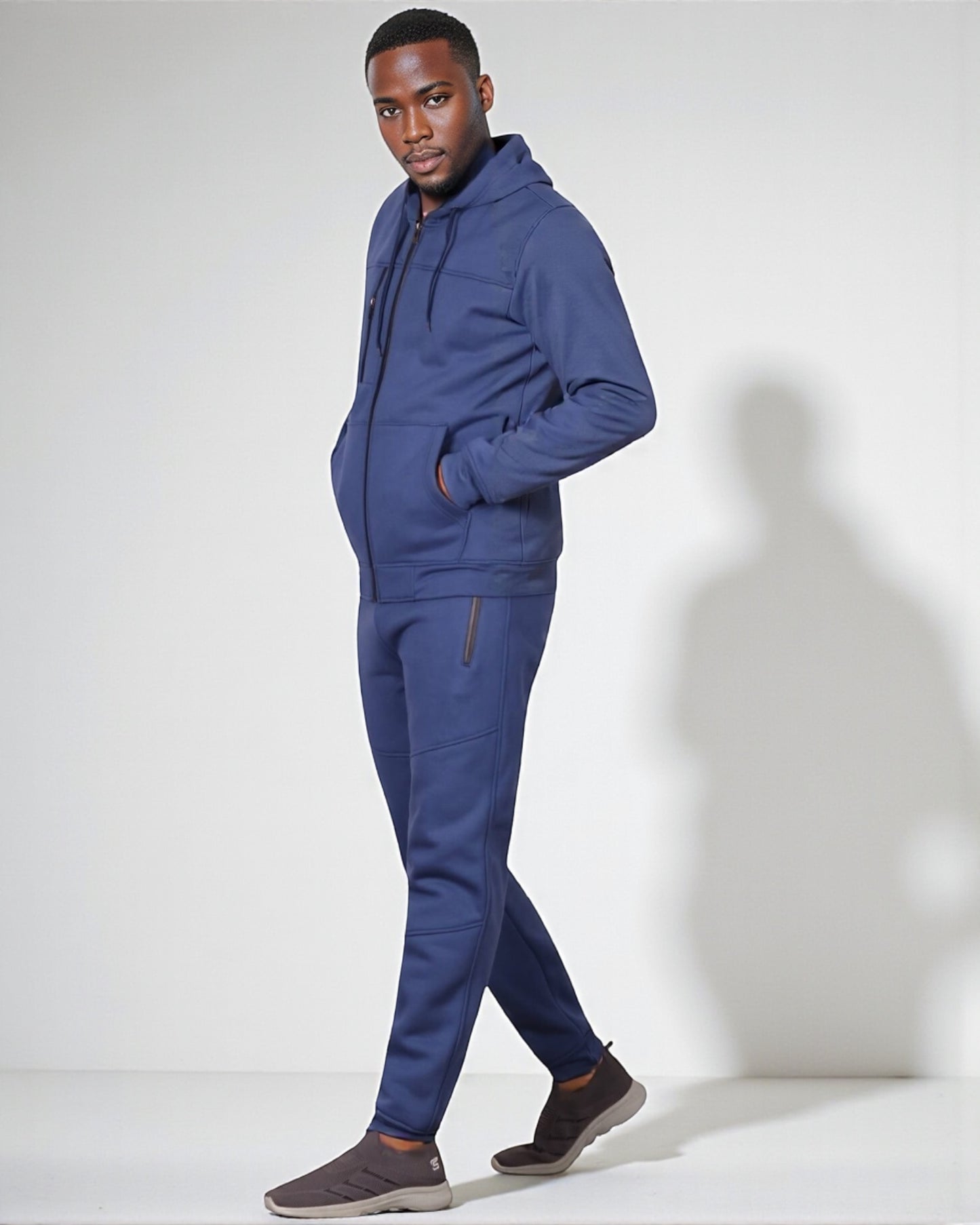 Men’s Warm Winter Tech Fleece Sweat Jacket Sweatpants Jogger Outfit